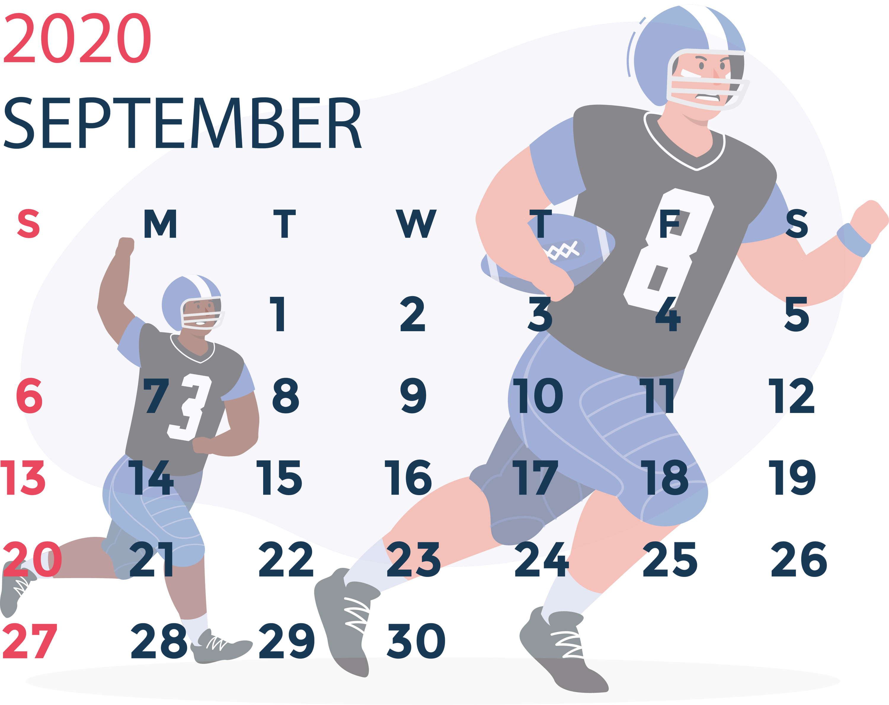 September 2020 Calendar September 2020 Printable Calendar Clipart