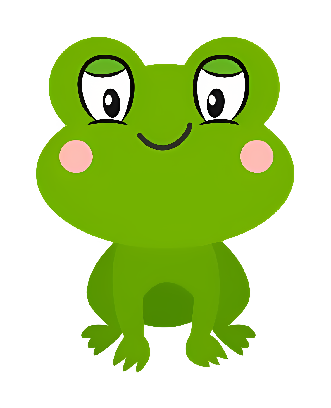 Happy pale green frog with closed eyes Clipart