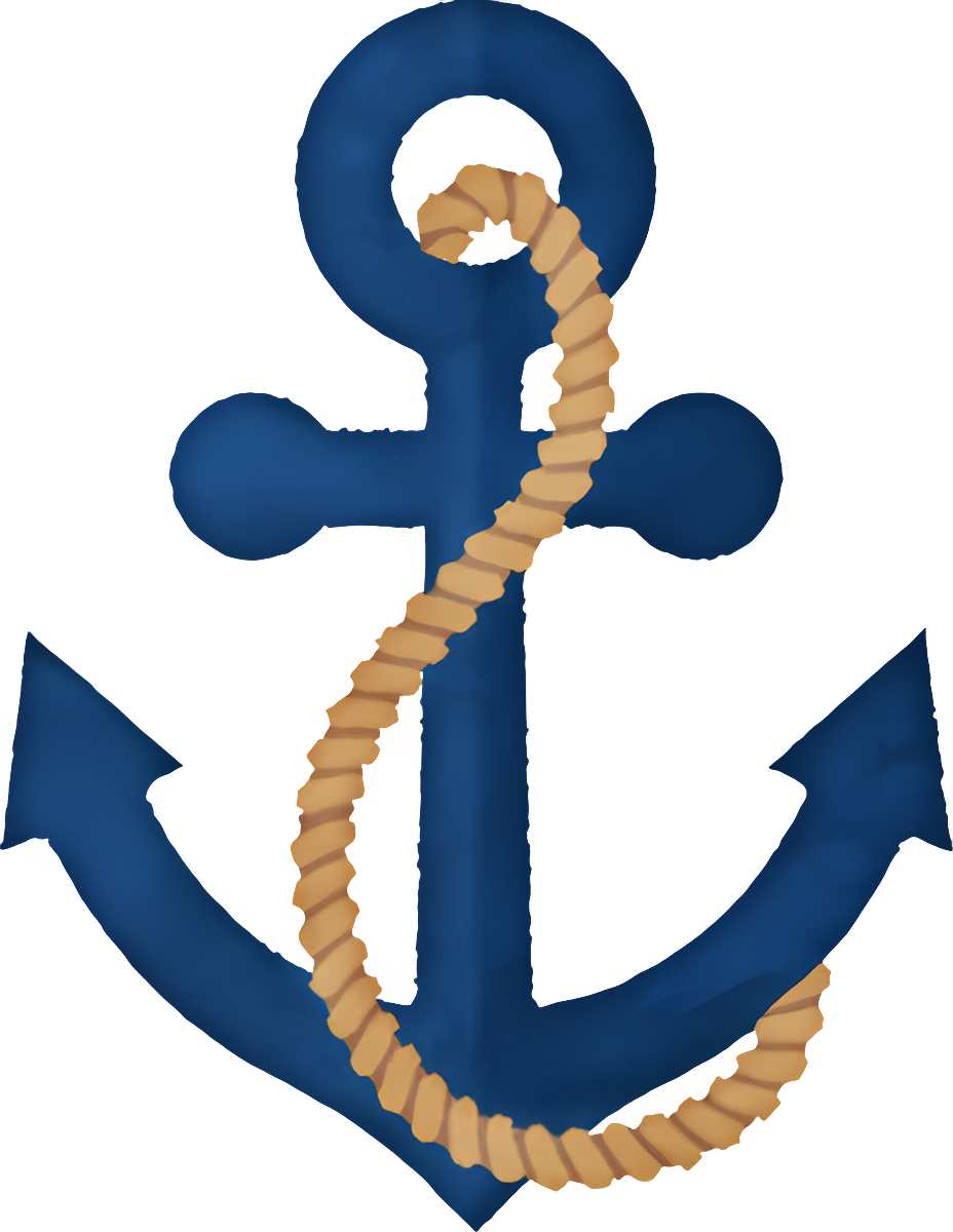 Rope wrapped around anchor hanging from chain Clipart