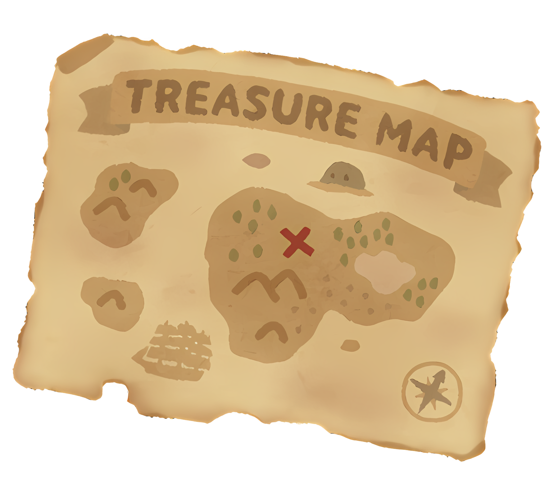 Ancient treasure map on paper with drawings Clipart