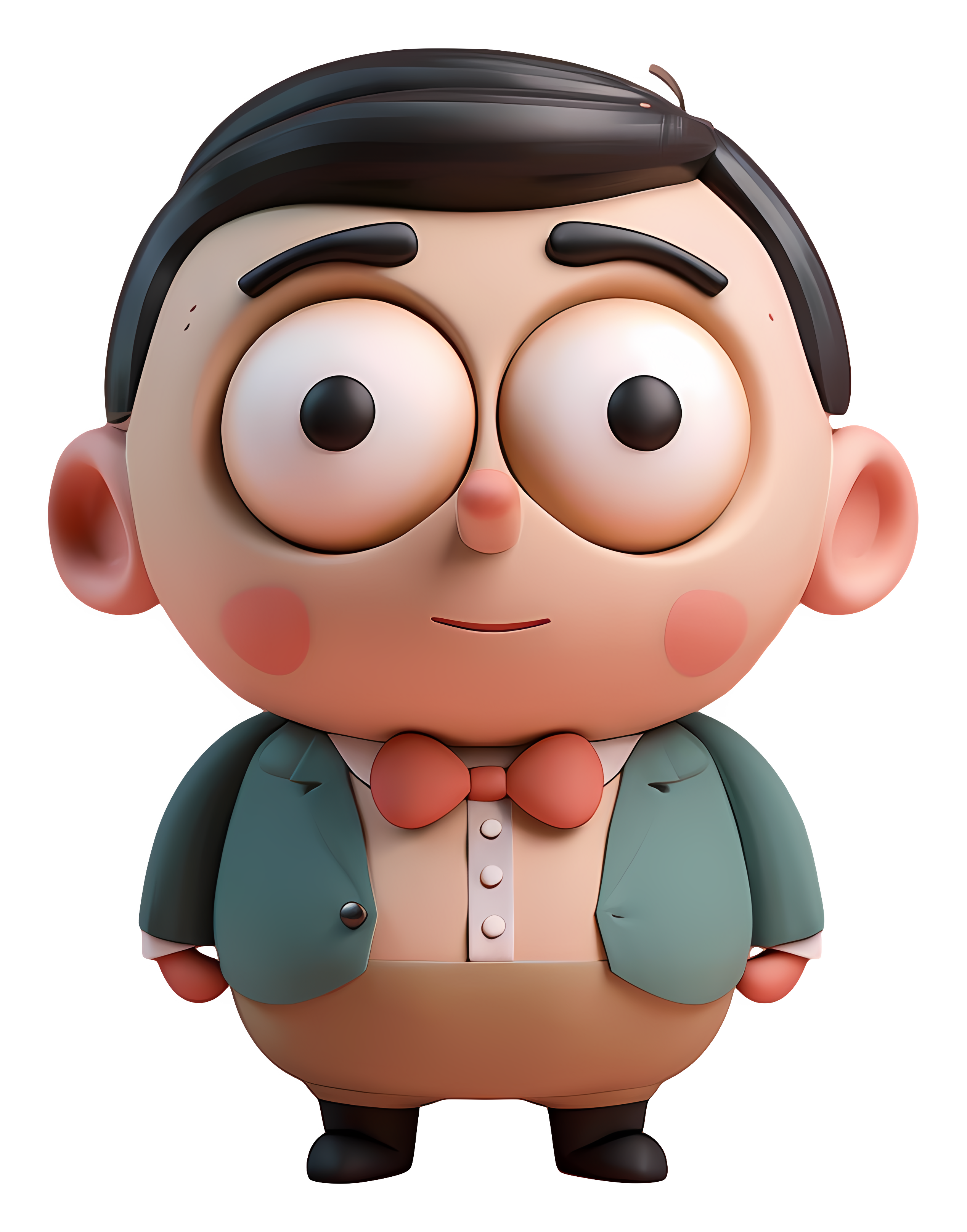 Small android with brown jacket and bow tie Clipart
