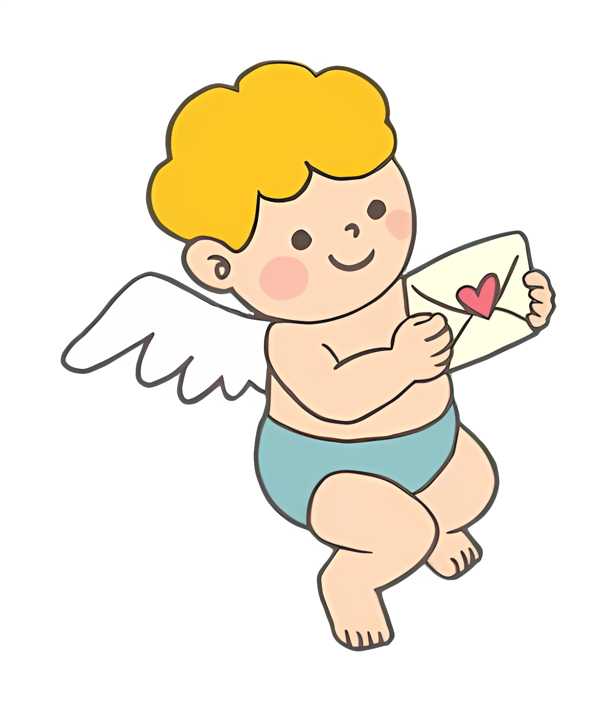 Cute boy angel with halo holding letter Clipart