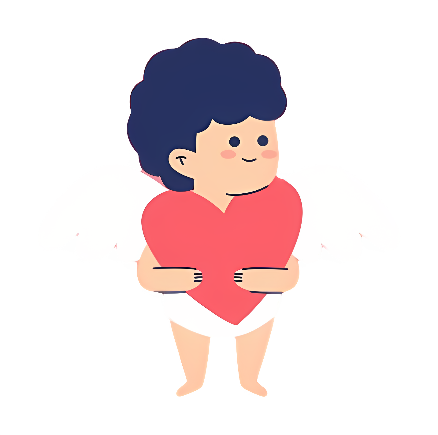 Boy angel with heart holds arms out Clipart