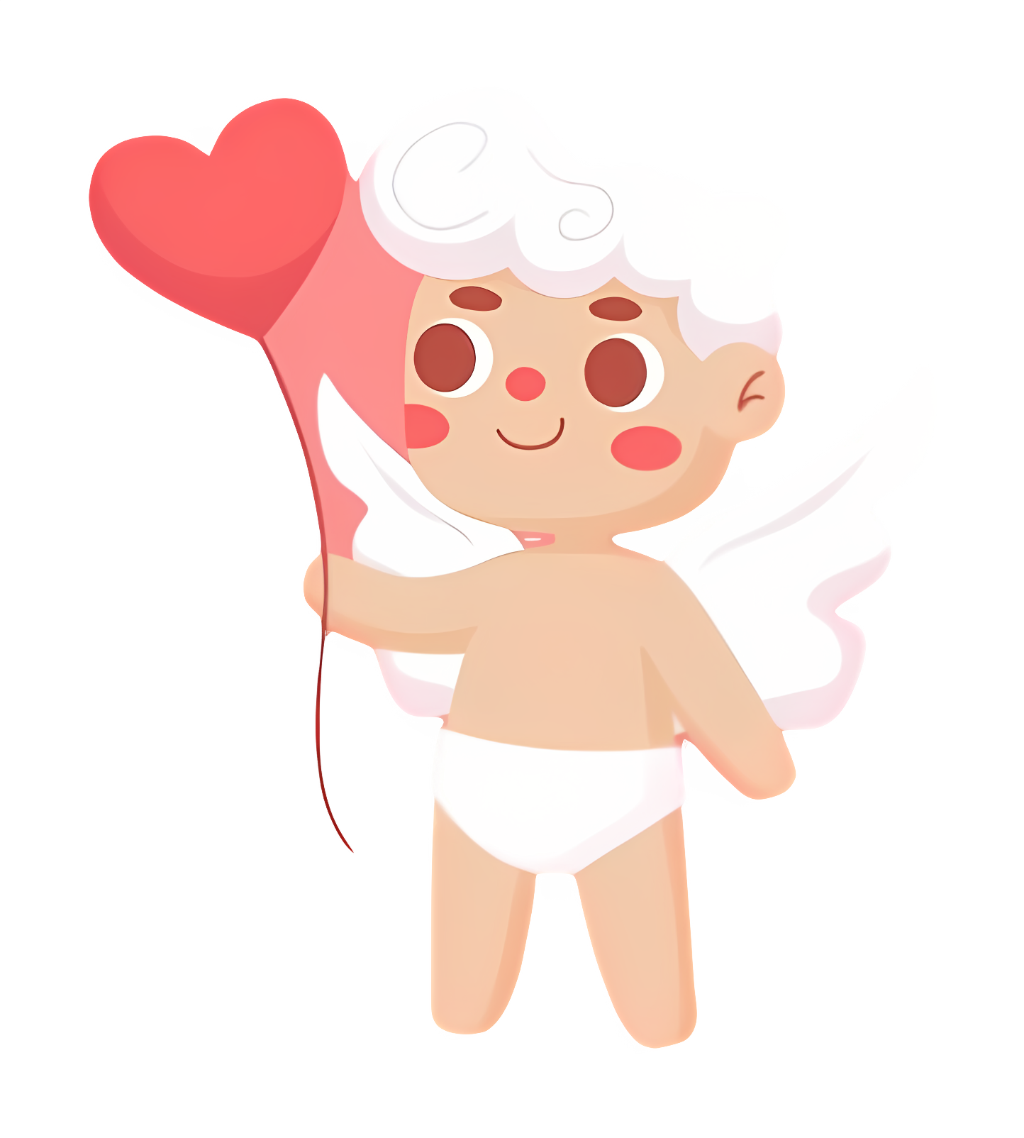 Cartoon boy with heart balloons and angel wings Clipart