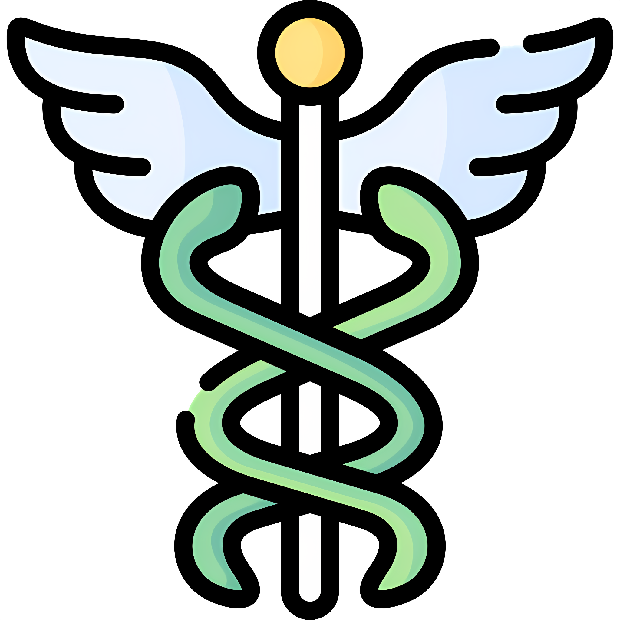 Black and white image of medical symbol with angel Clipart