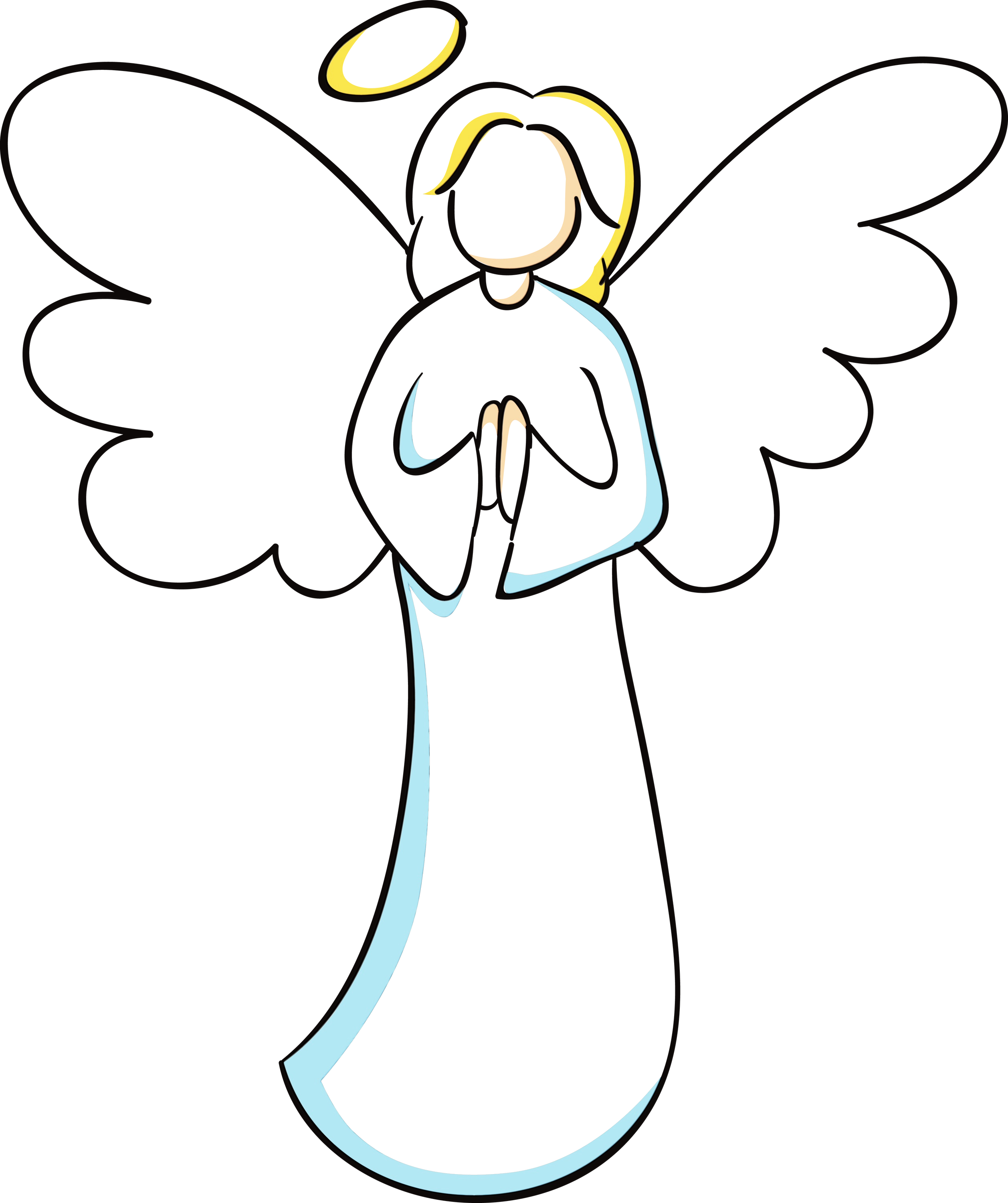 angel white wing cartoon line art Clipart