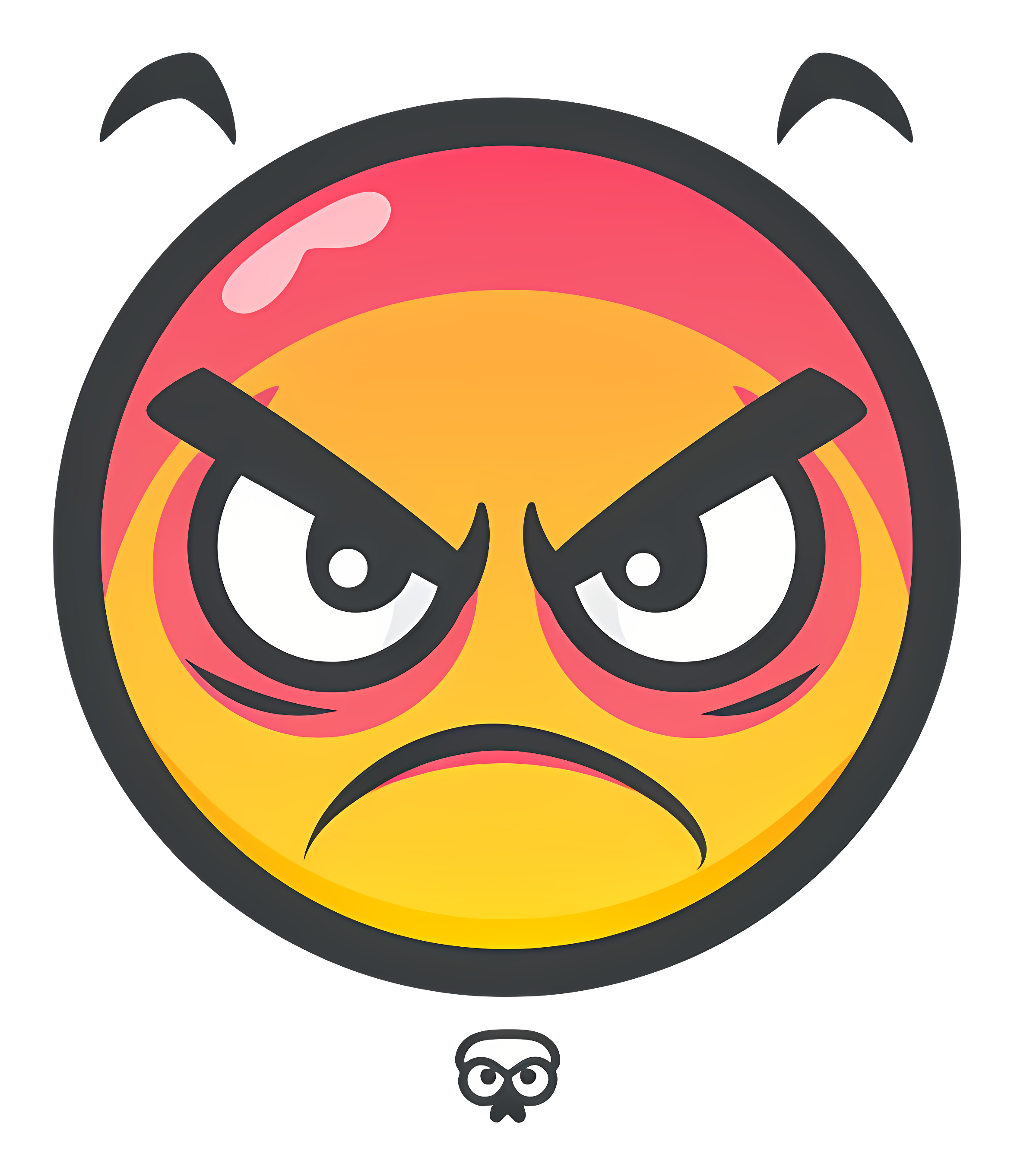 Angry face emoji with red smiley mouth Clipart