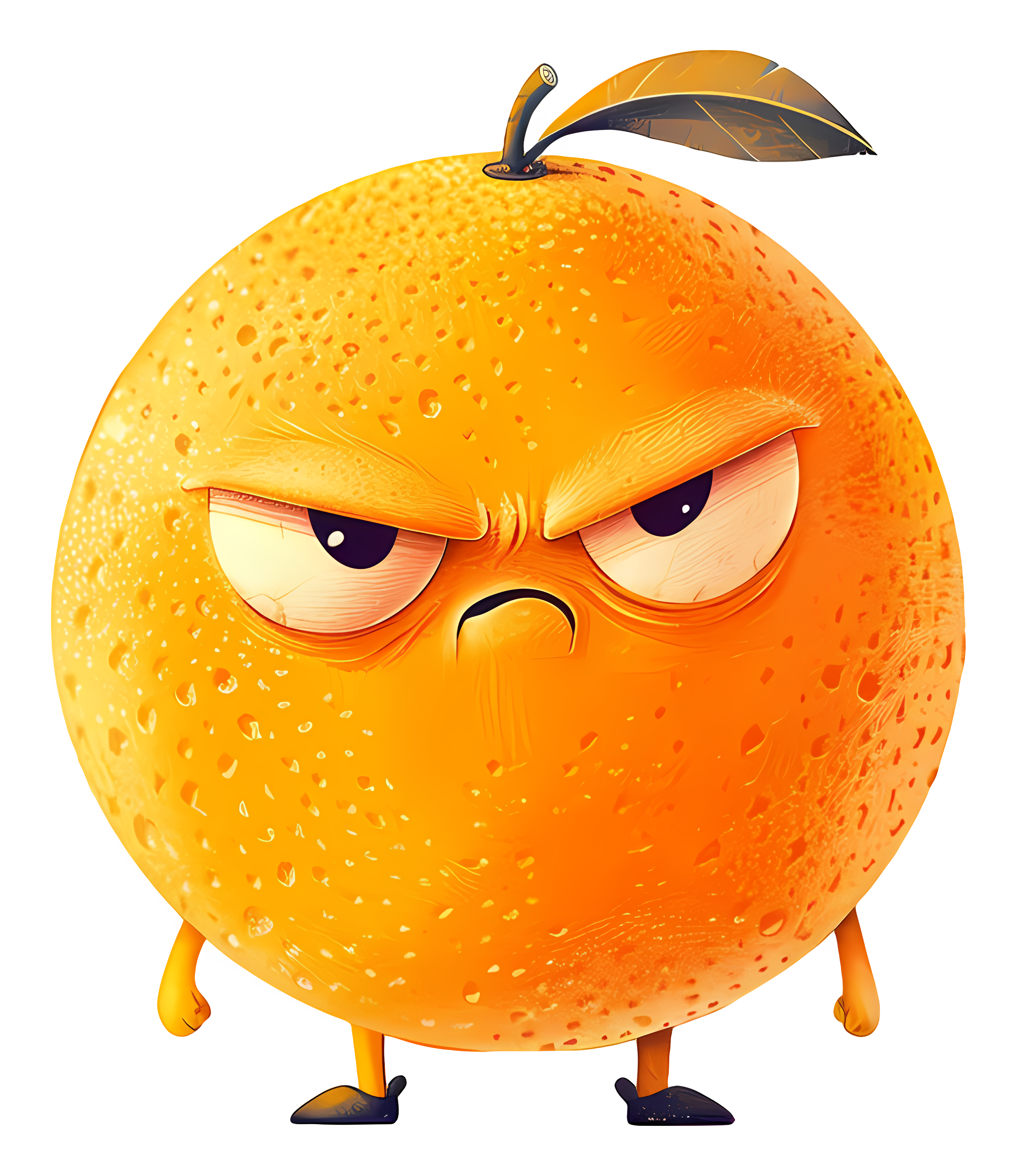 Angry orange character with closed eyes Clipart