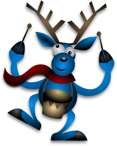 Of Dancing Raindeer With Drums Clipart