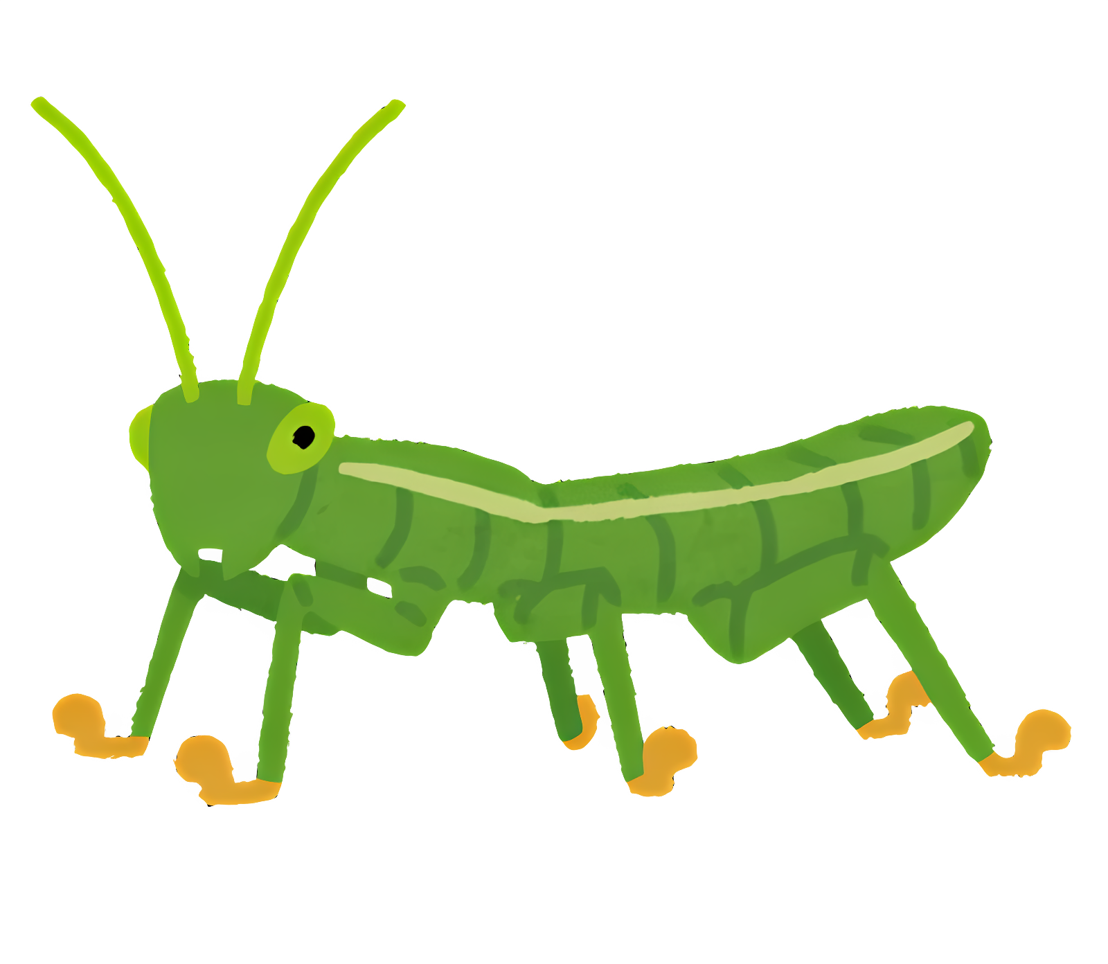 Green ant with long antennae, legs, wearing clothes Clipart