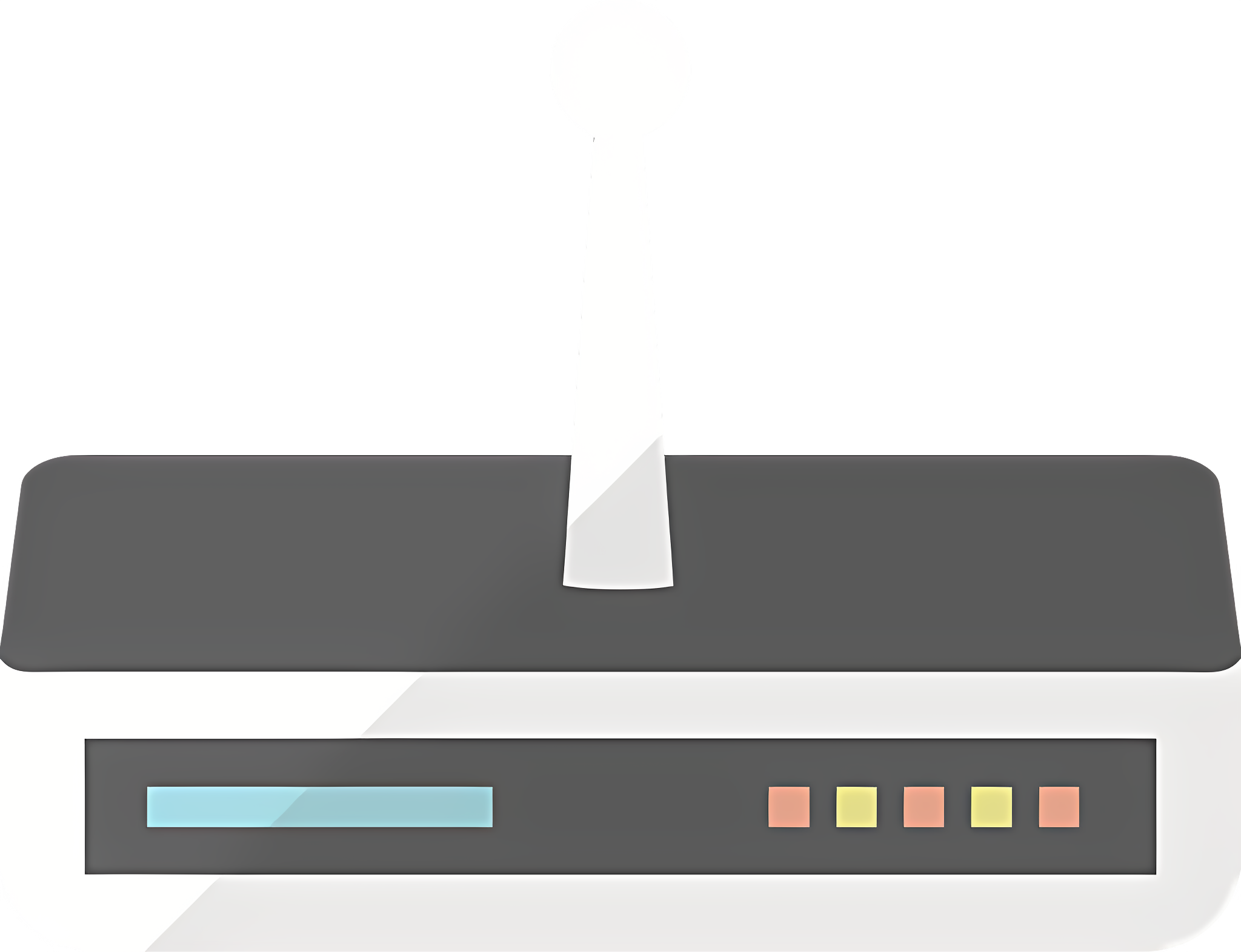 Wireless router with antenna, lights, and connectivity Clipart