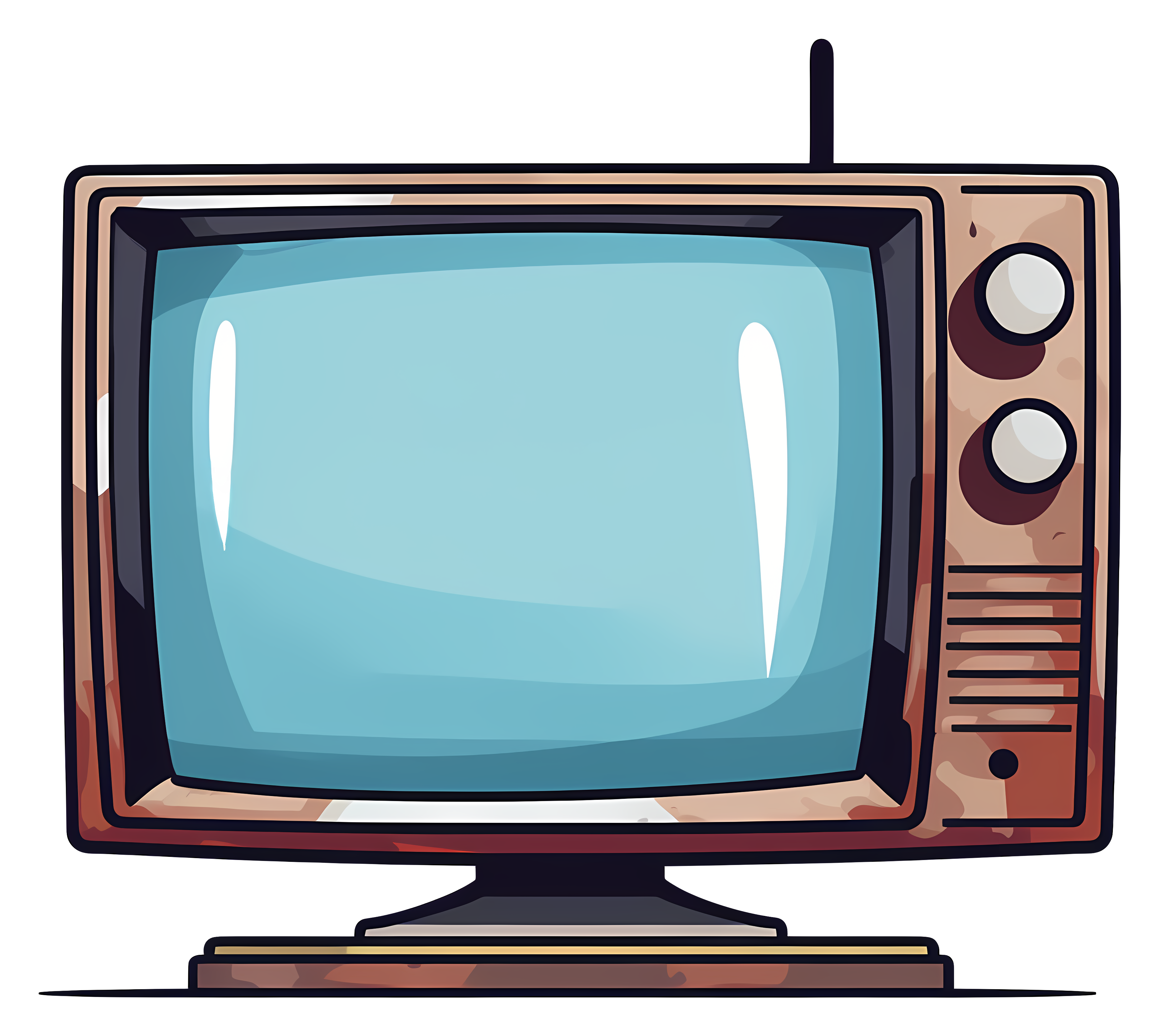 Vintage television set with blue screen and antenna Clipart