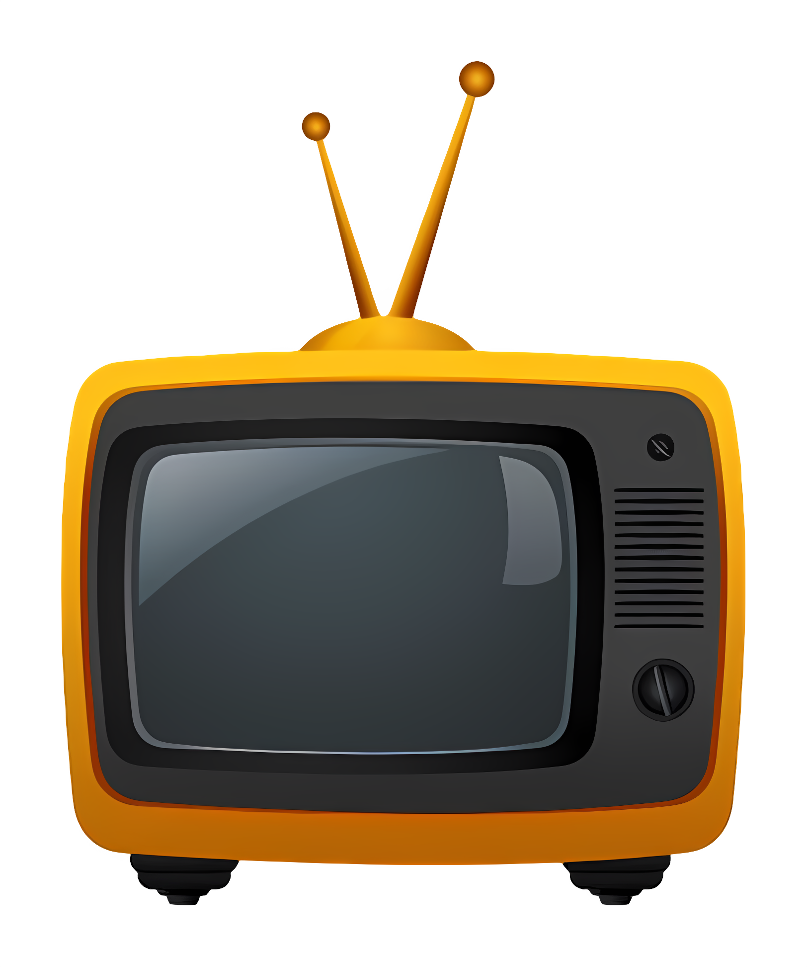 Black TV on stand with antenna facing viewer Clipart