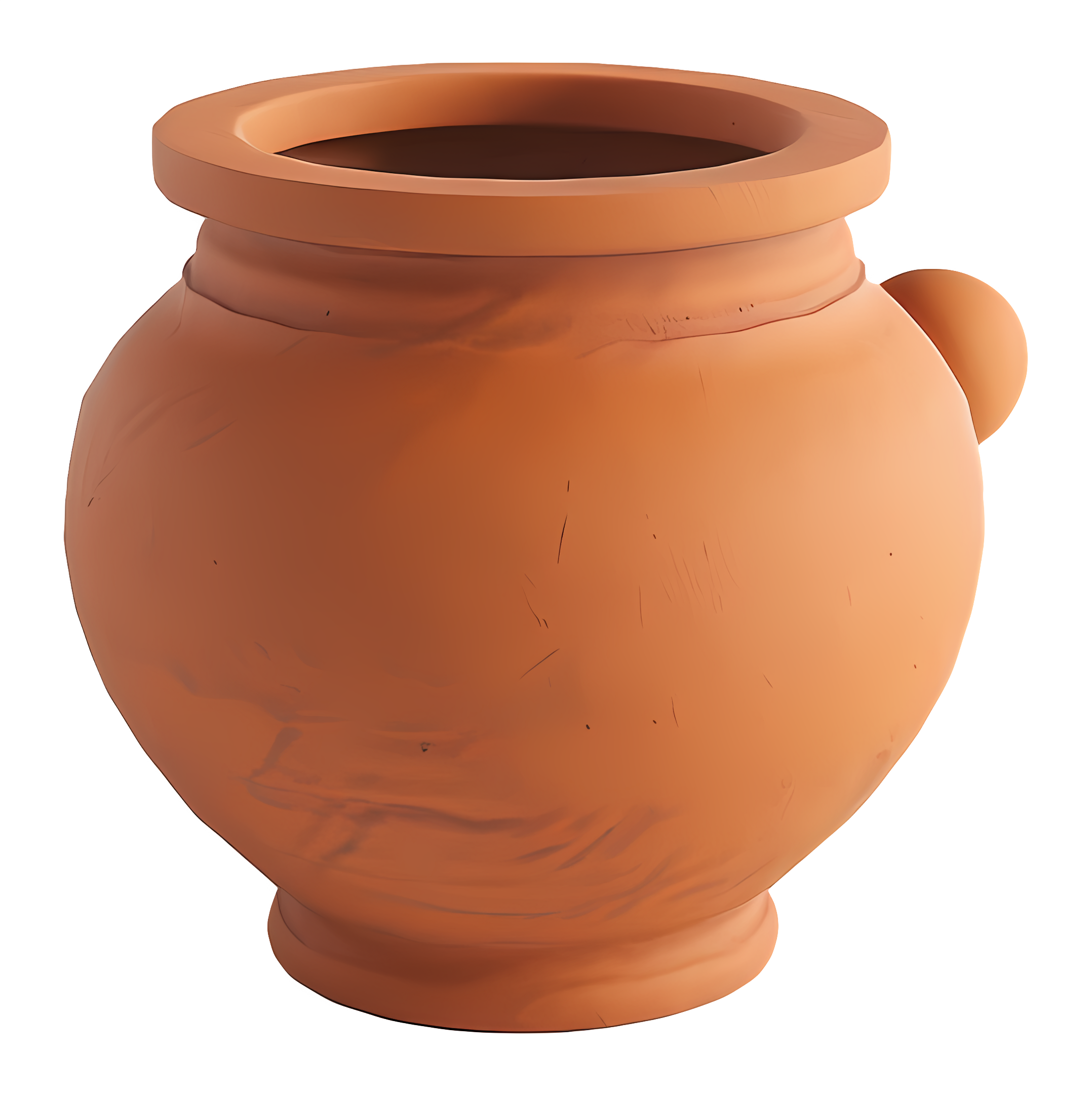 Elliptical clay pot with raised lid handle Clipart