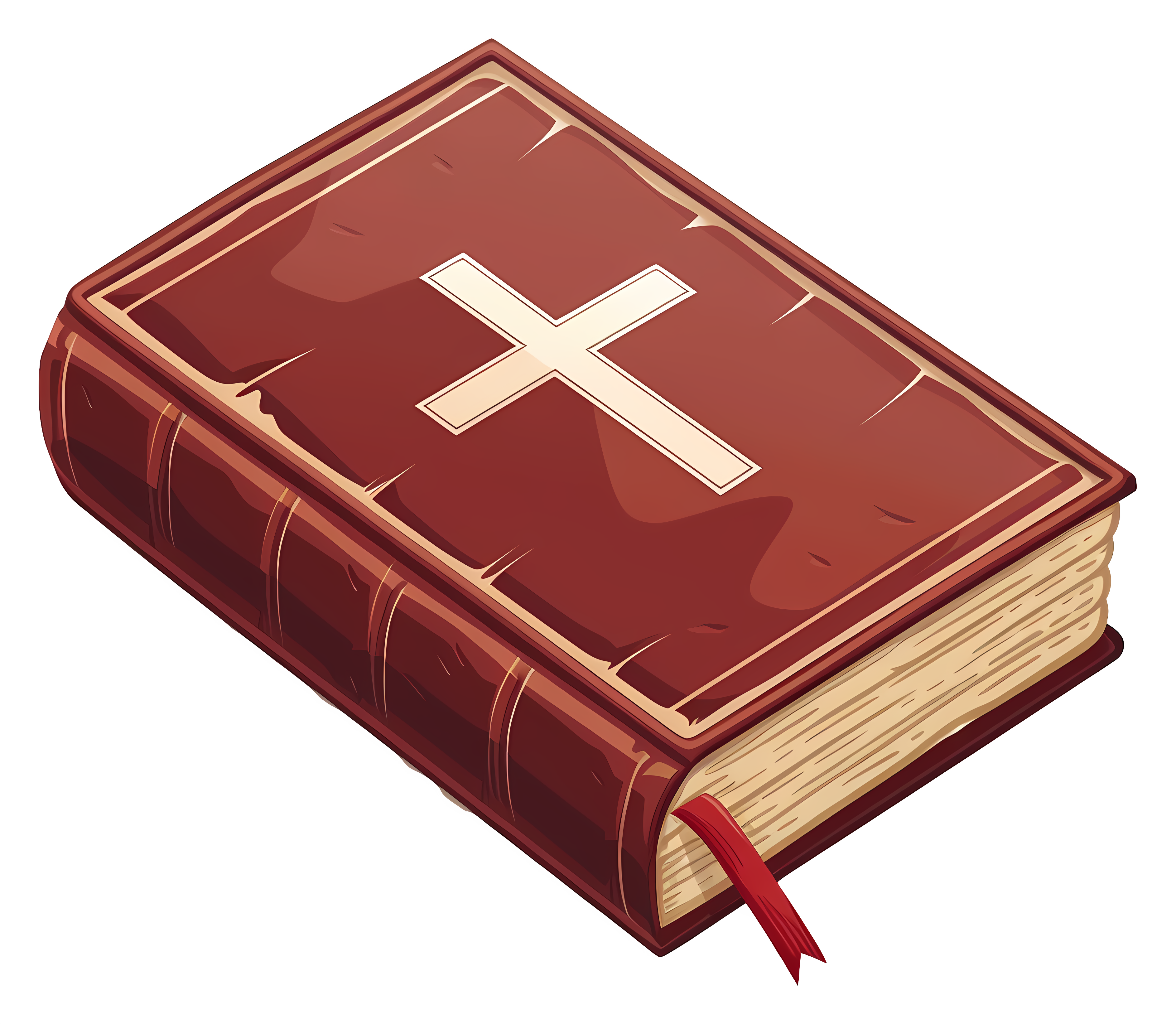 Old leather bible with cross on cover Clipart