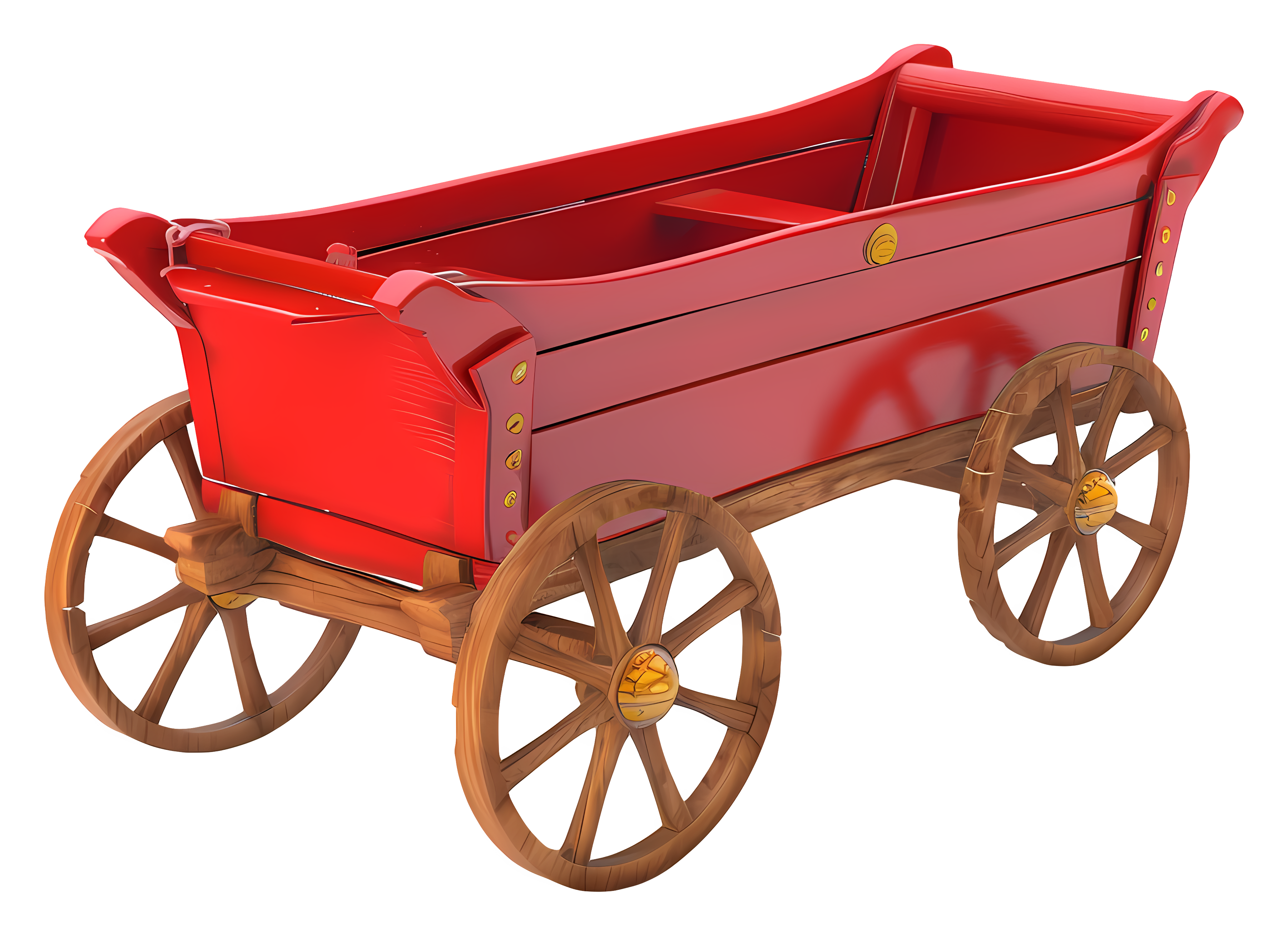 Well-maintained wooden farm wagon with sturdy wheels Clipart