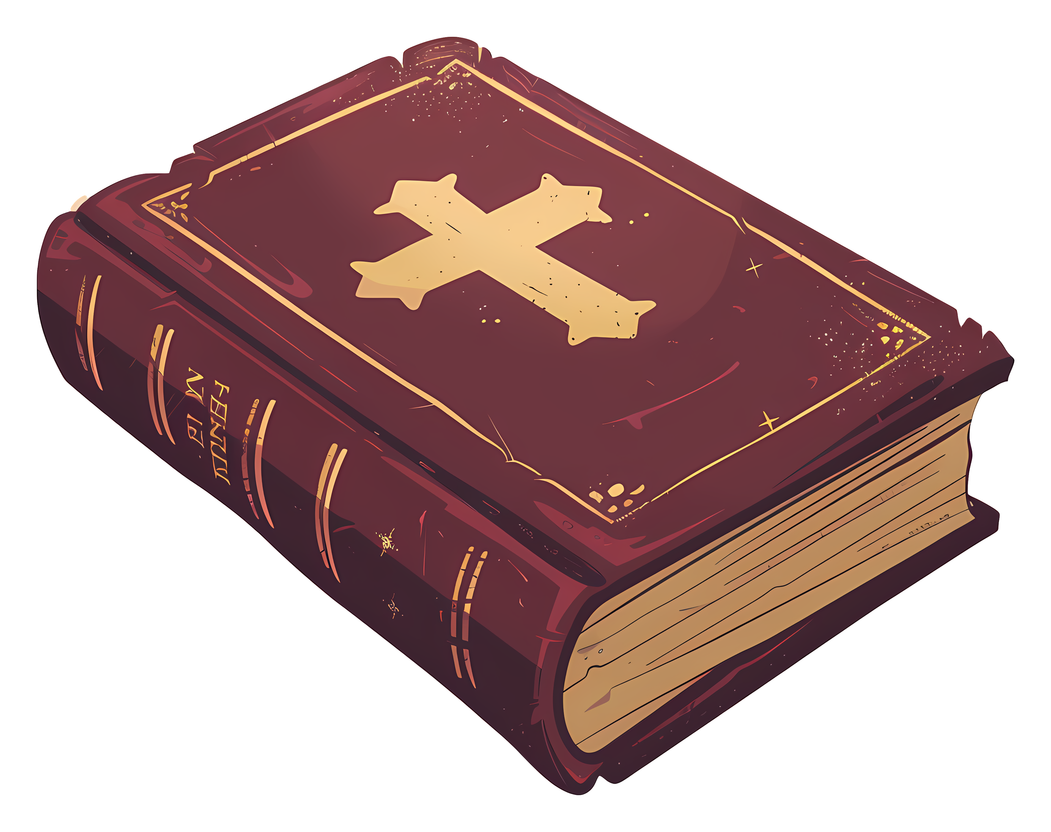 Old, worn-out red book with cross Clipart