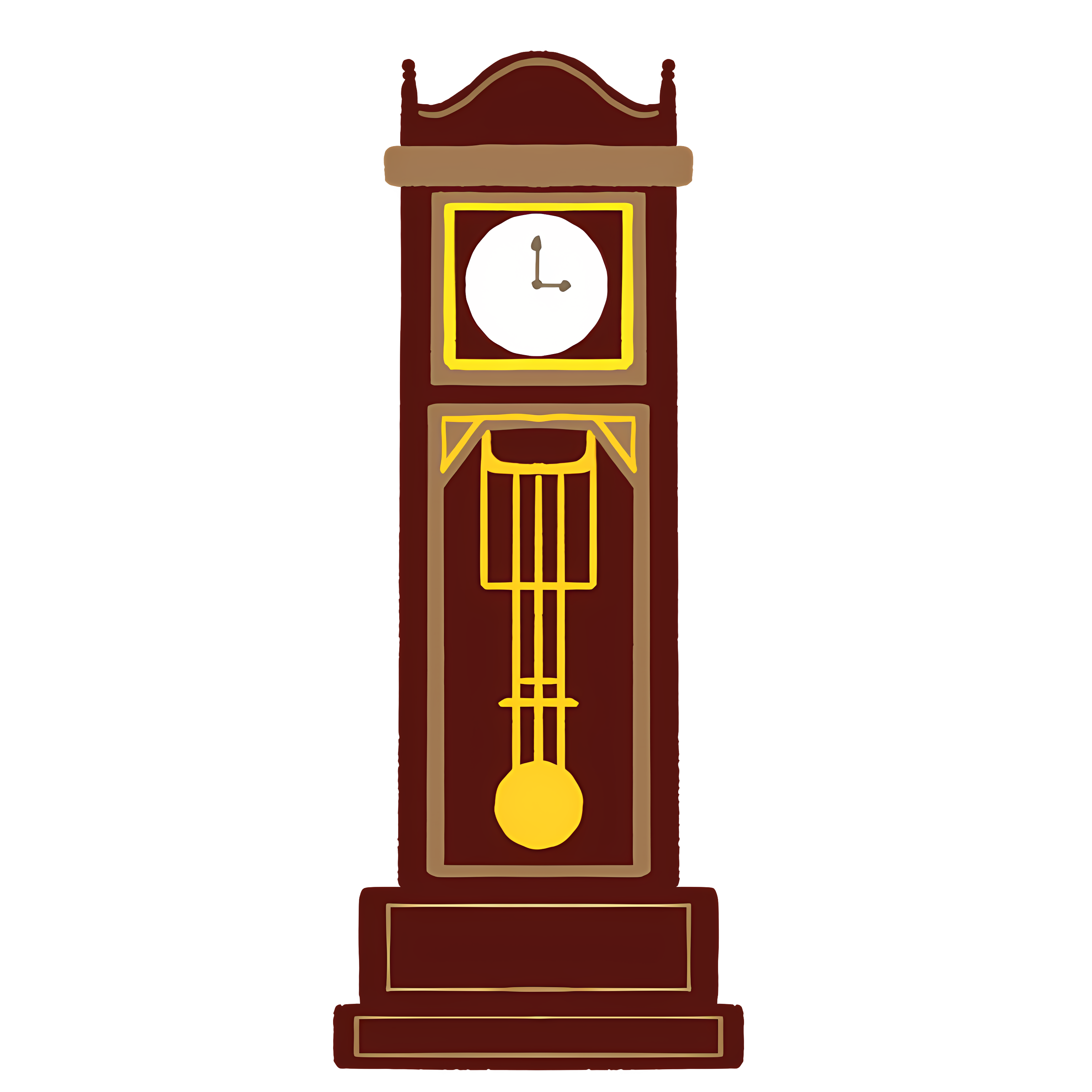 Antique wooden grandfather clock on pedestal - traditional Clipart