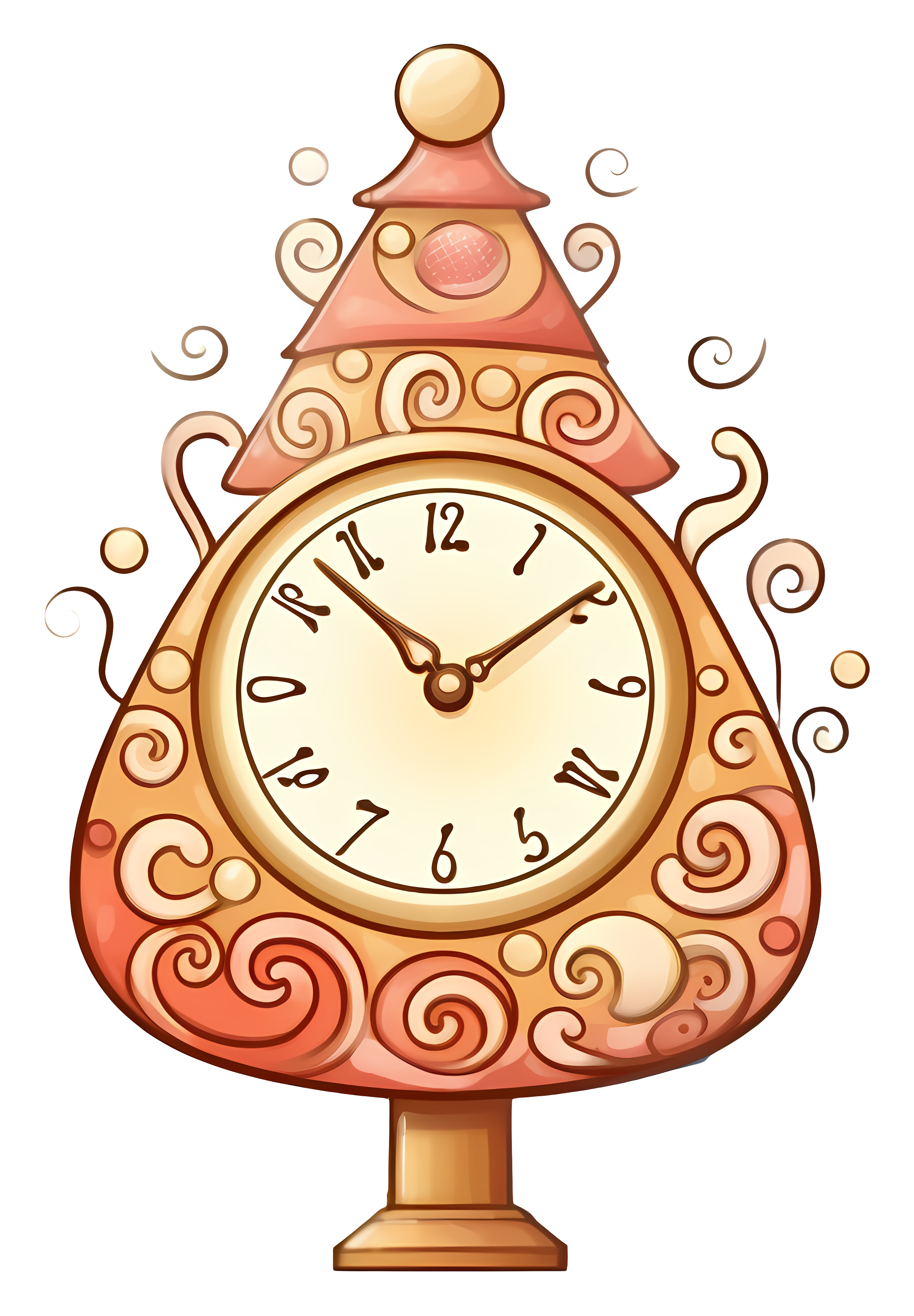 Ornate clock with intricate scrollwork in good condition Clipart
