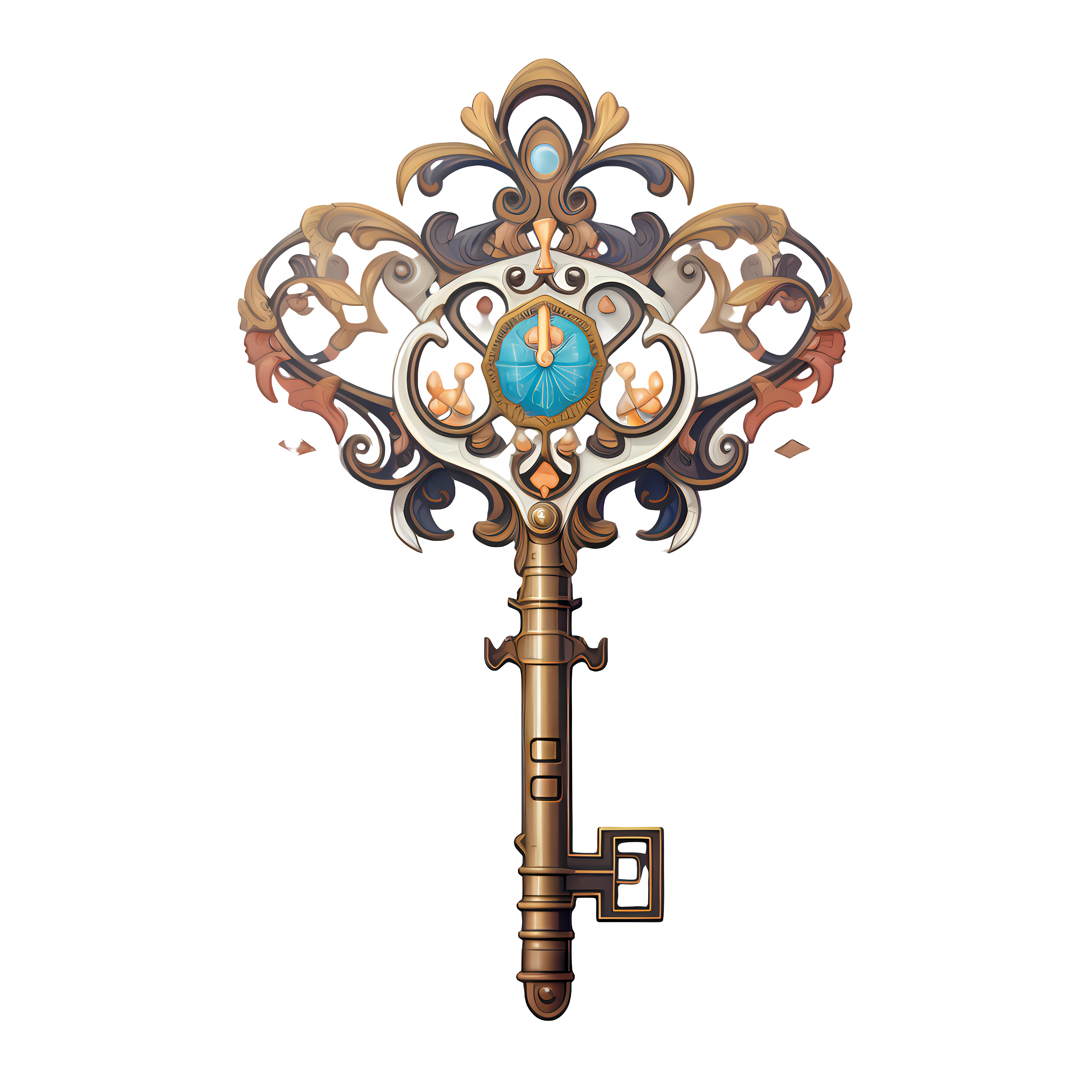 golden key key ornate decorative antique Clipart