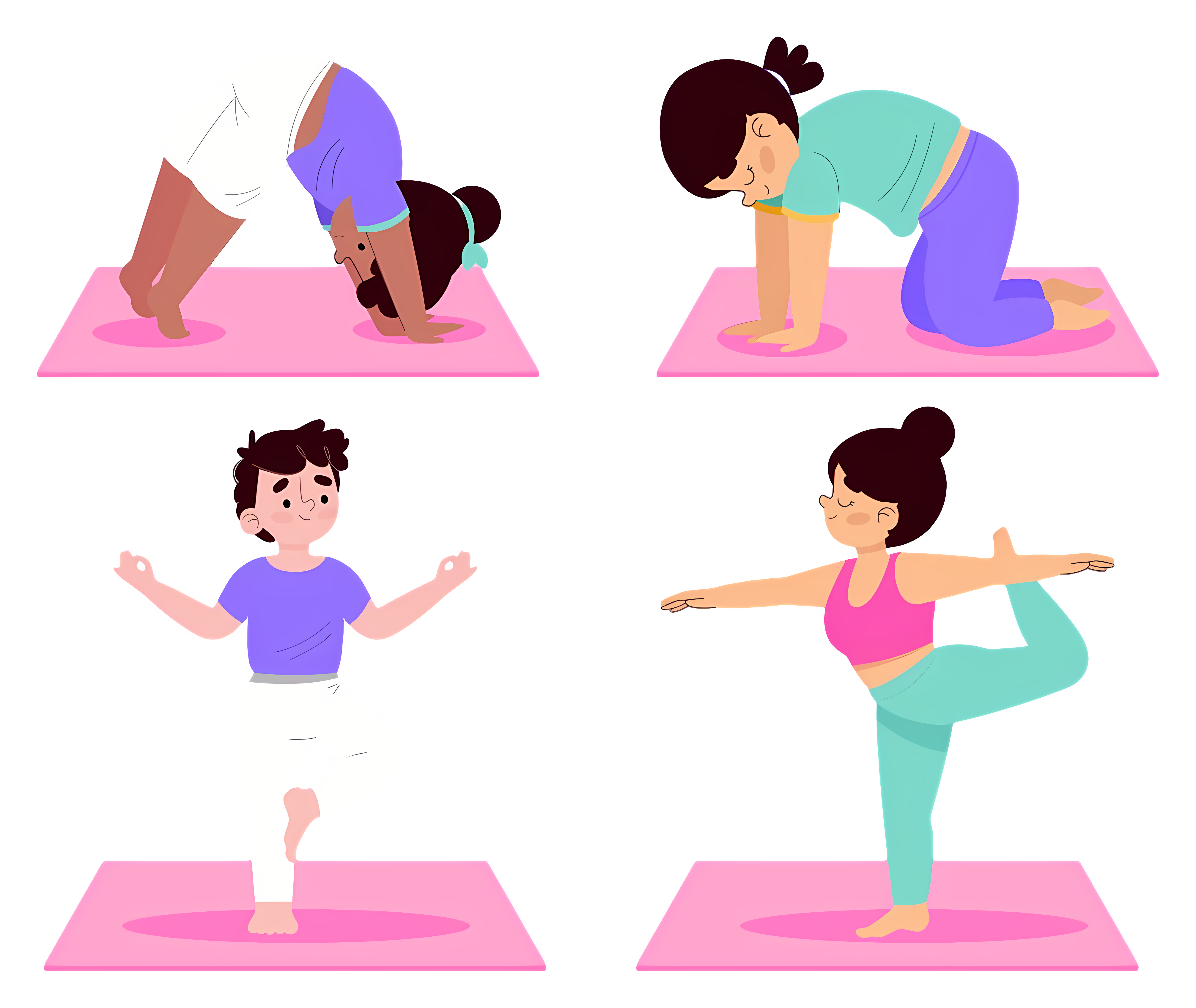 Images of people practicing yoga poses indoors Clipart