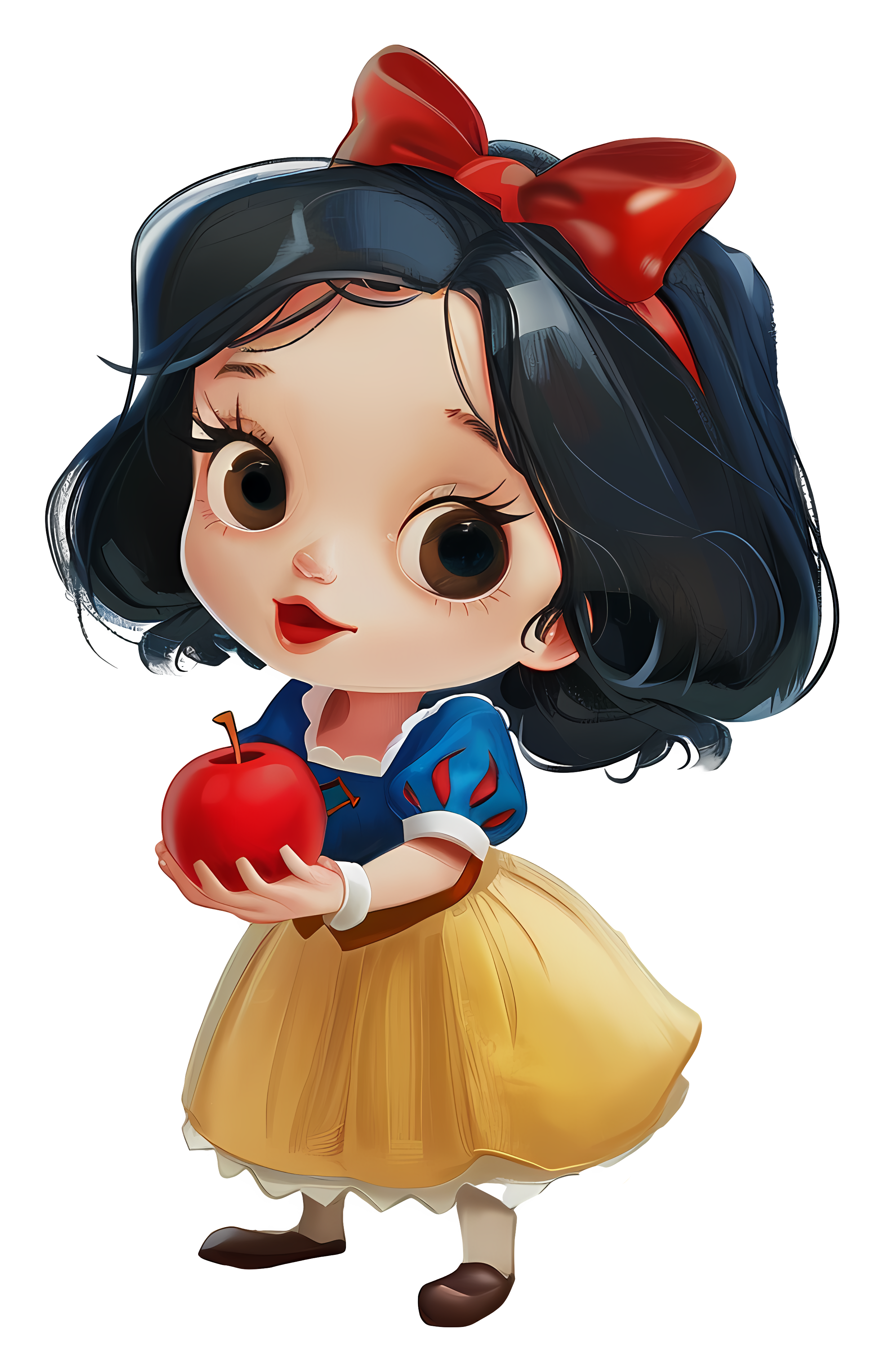 Young woman with apple in yellow dress Clipart