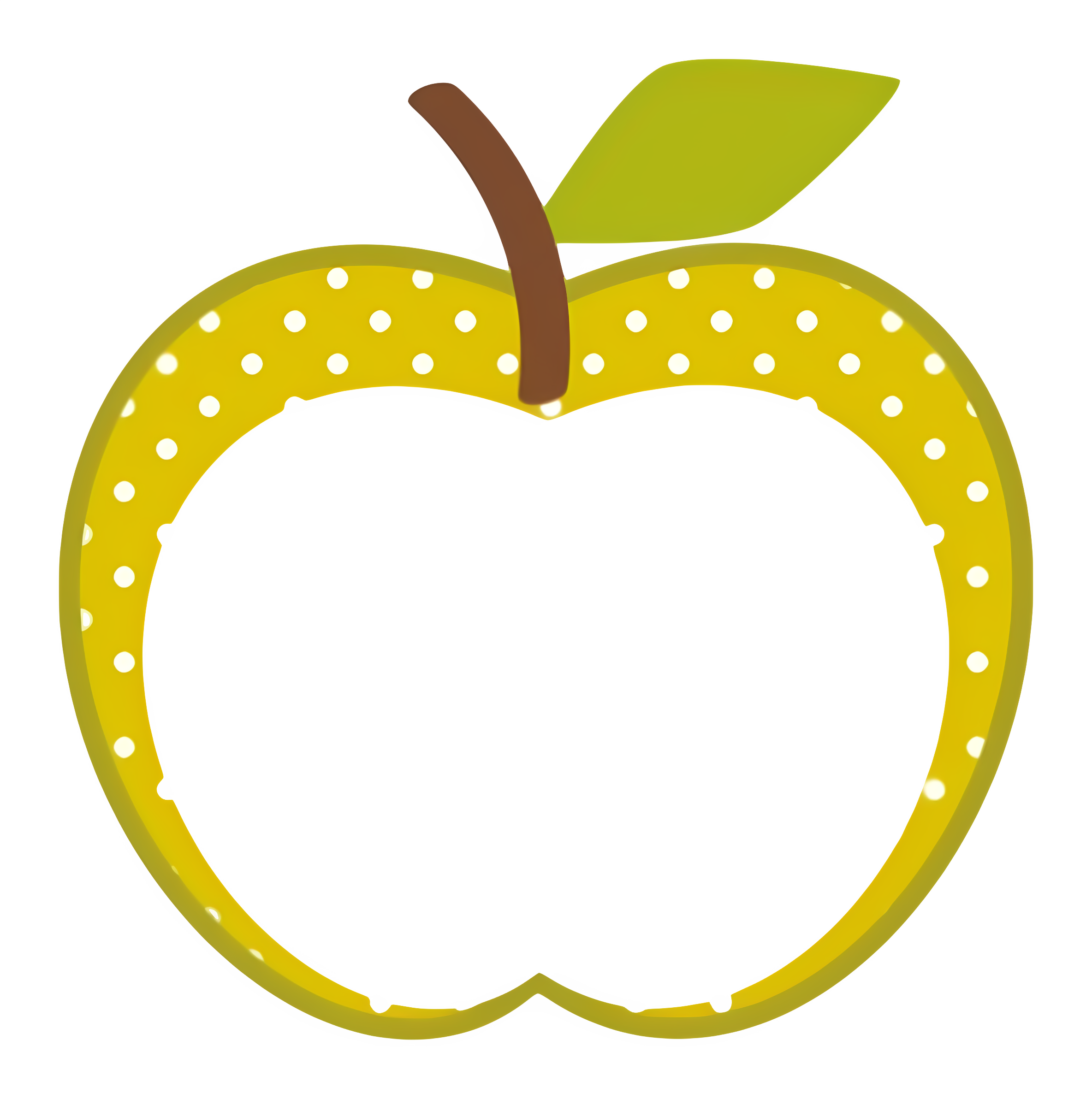 Yellow polka dot apple with hole cut out Clipart