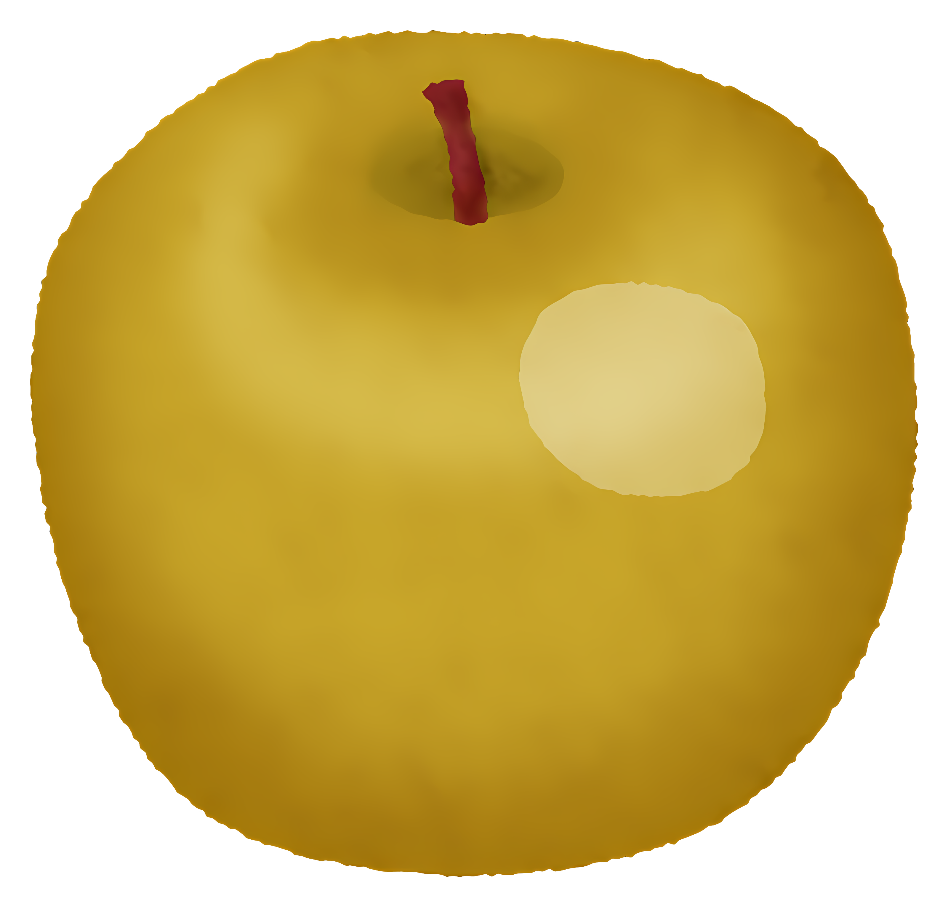 Yellow apple with smooth skin, shiny surface, five seeds Clipart