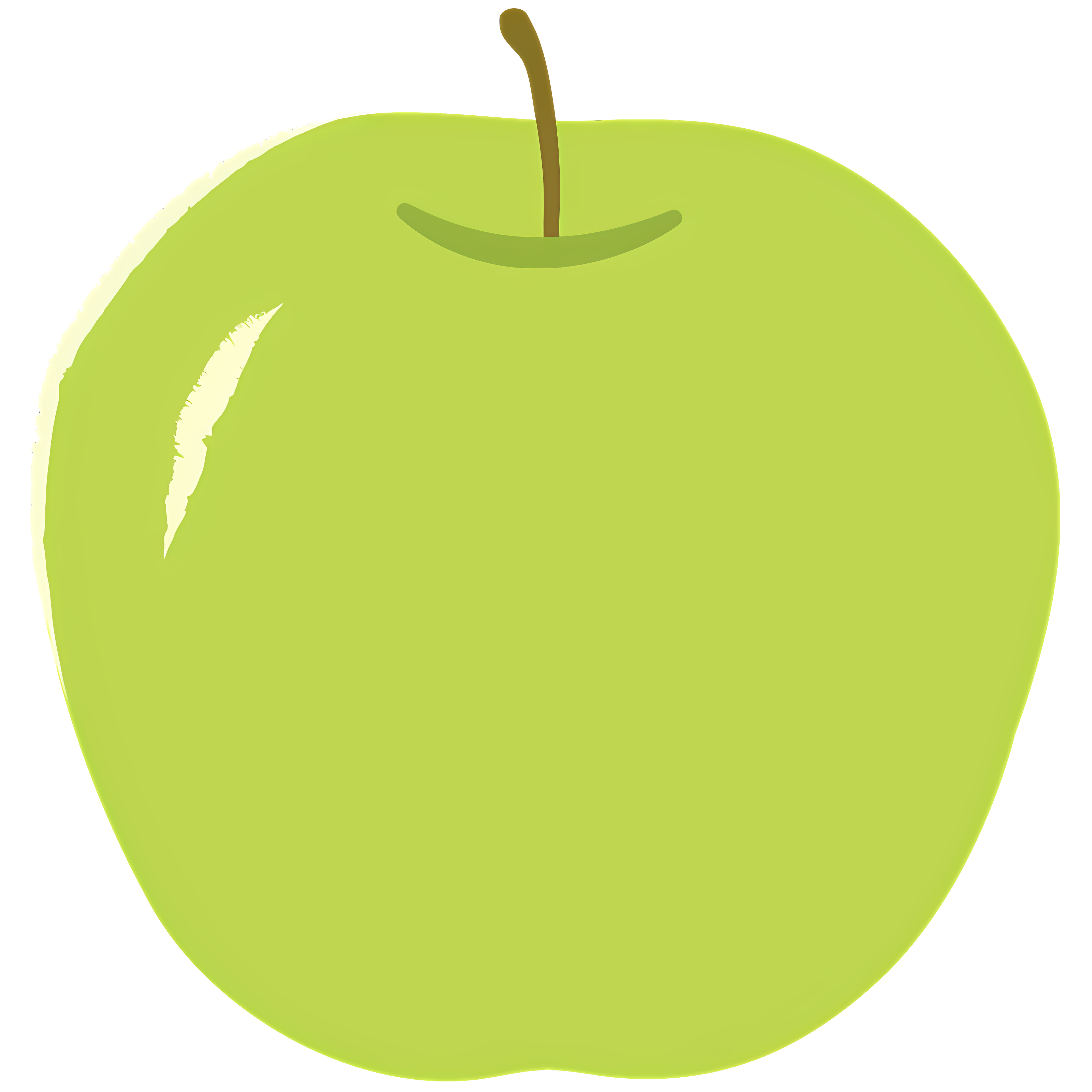 Shiny green apple with brown spot on black background Clipart