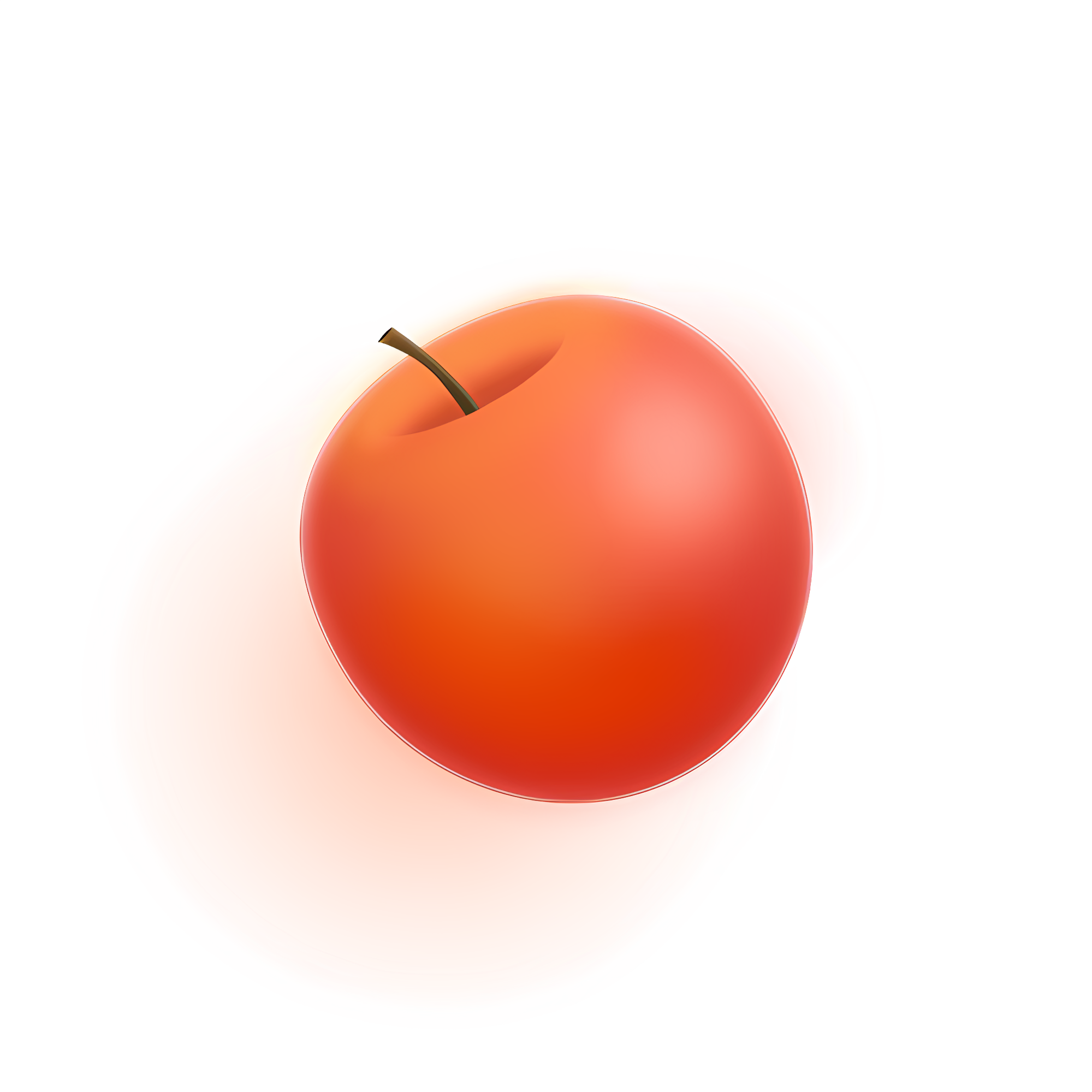 Shiny apple on blurry red-orange background Clipart