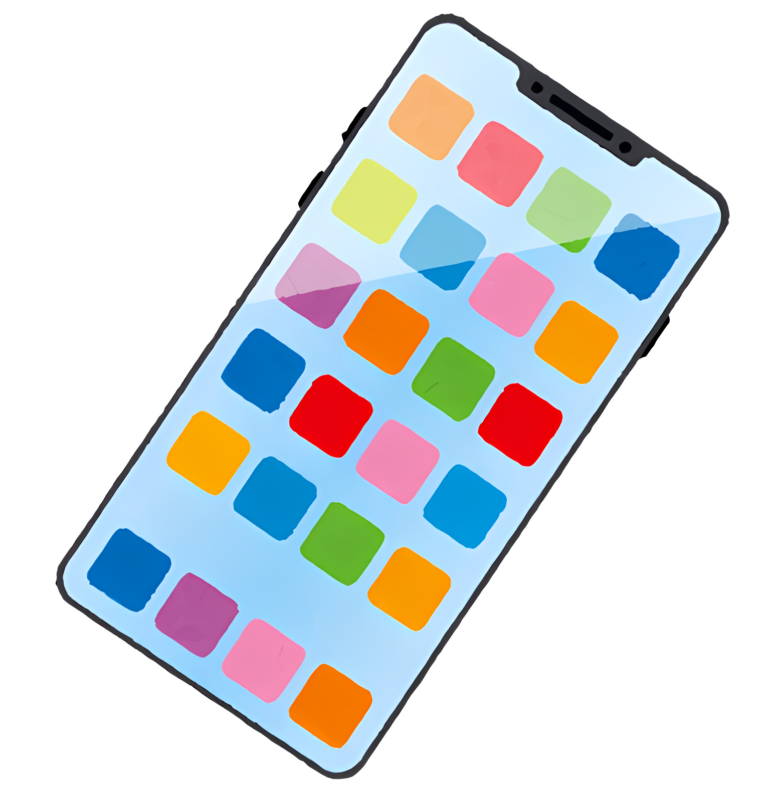 iPhone 6 in black case with colorful icons Clipart
