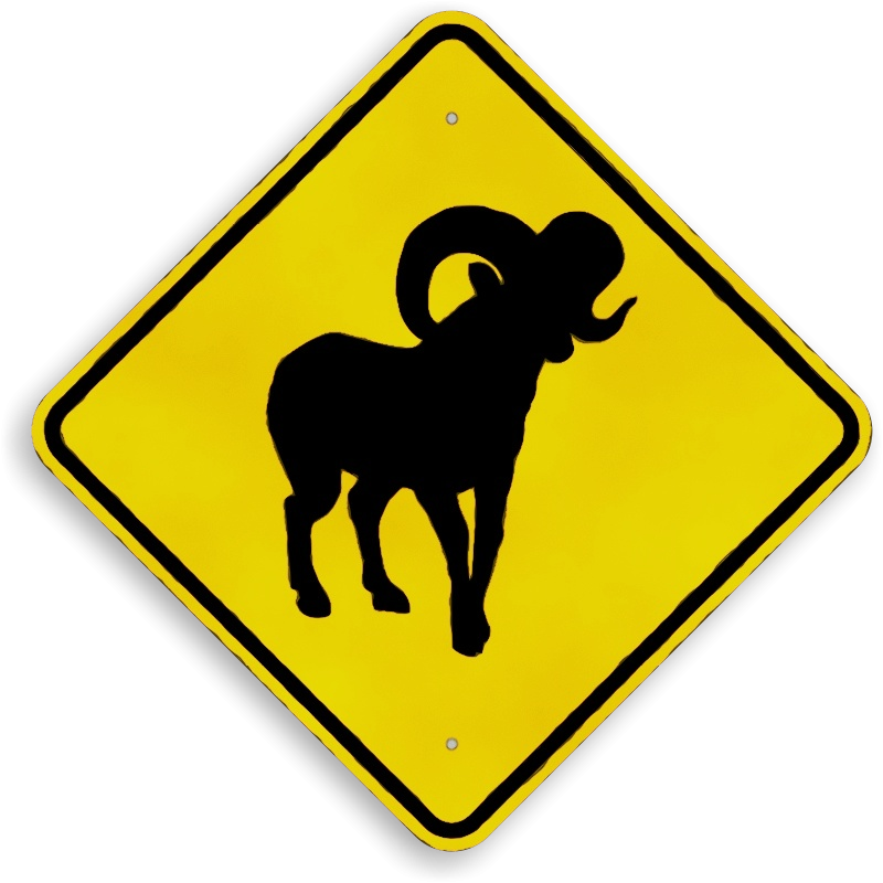 sign goats yellow traffic sign aries Clipart