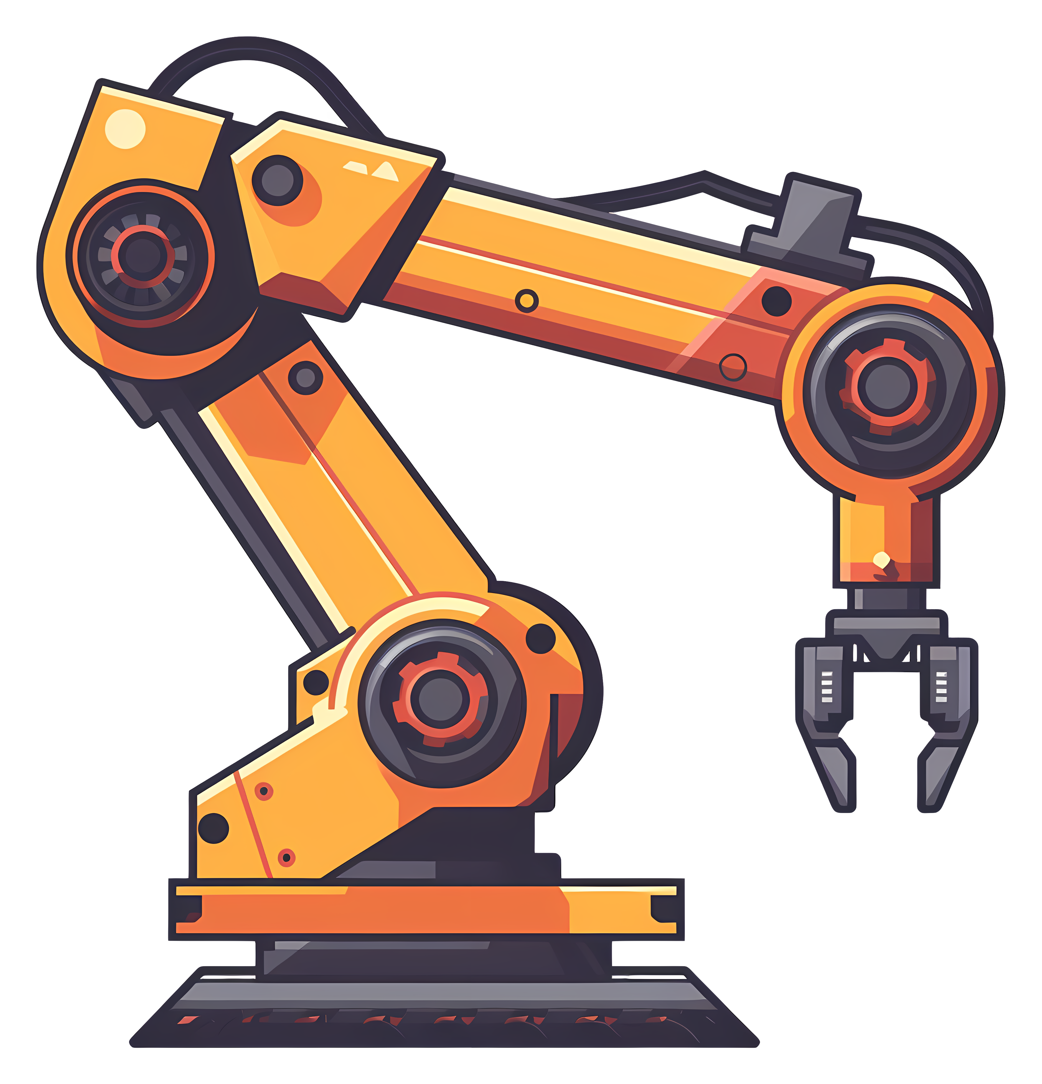 Orange robot with two metal arms Clipart