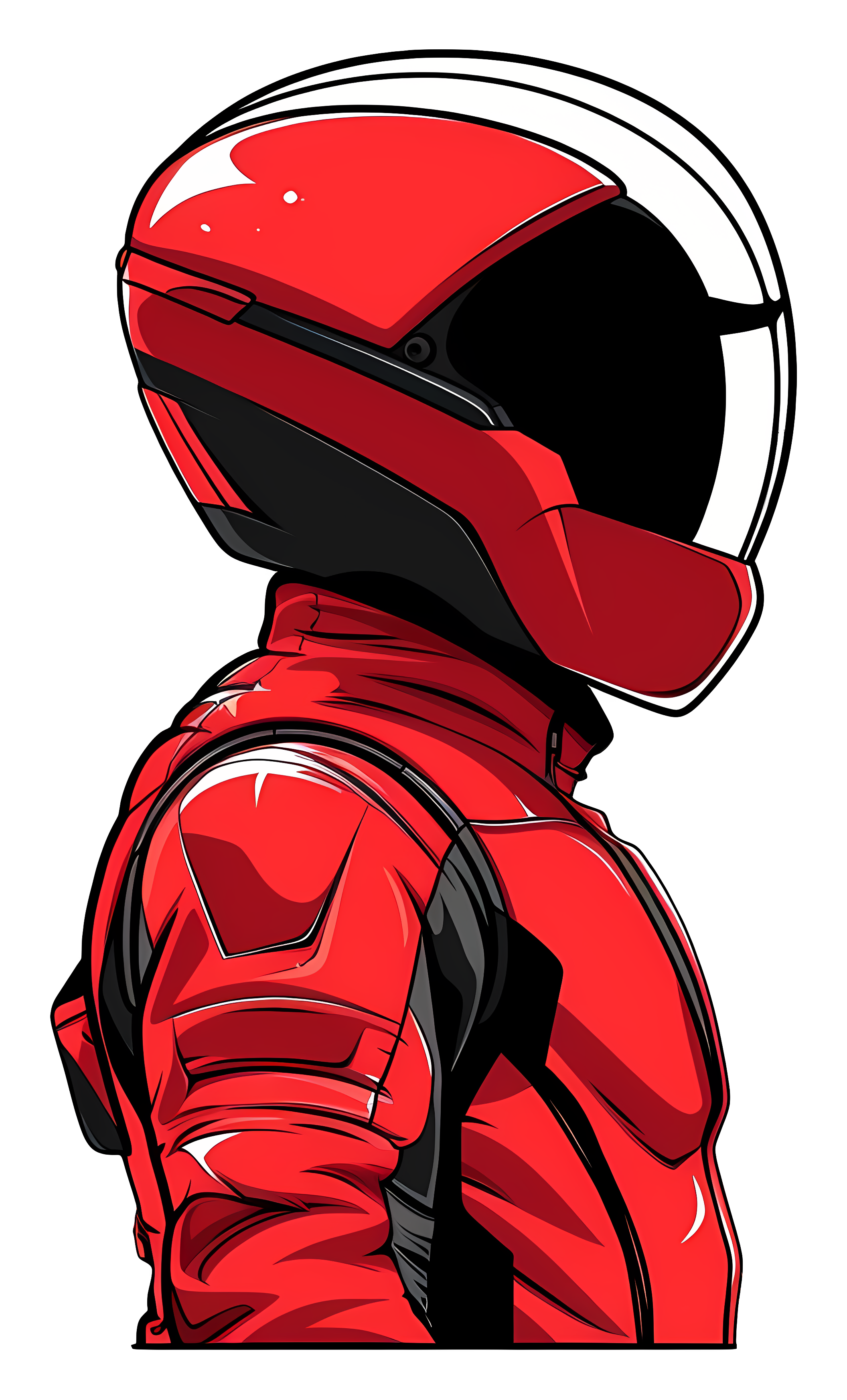 Person in red spacesuit with silver helmet Clipart