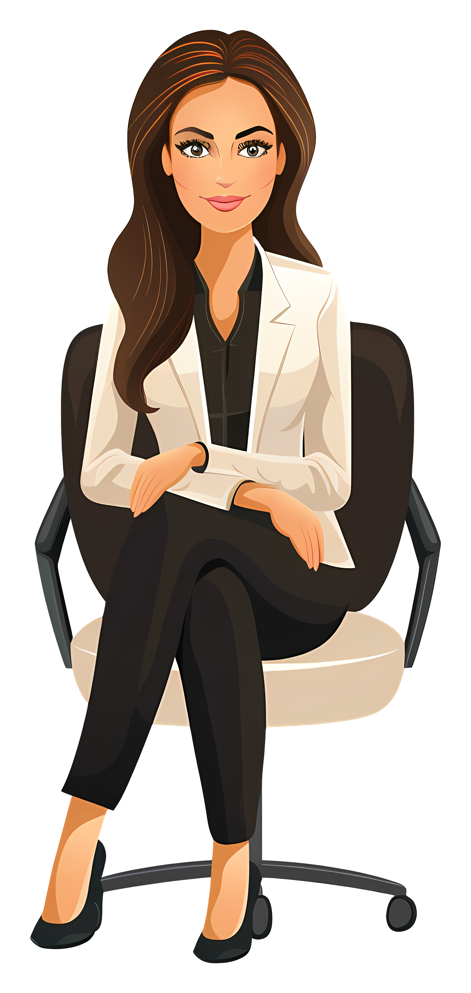 Successful, confident, elegant woman reading in chair Clipart