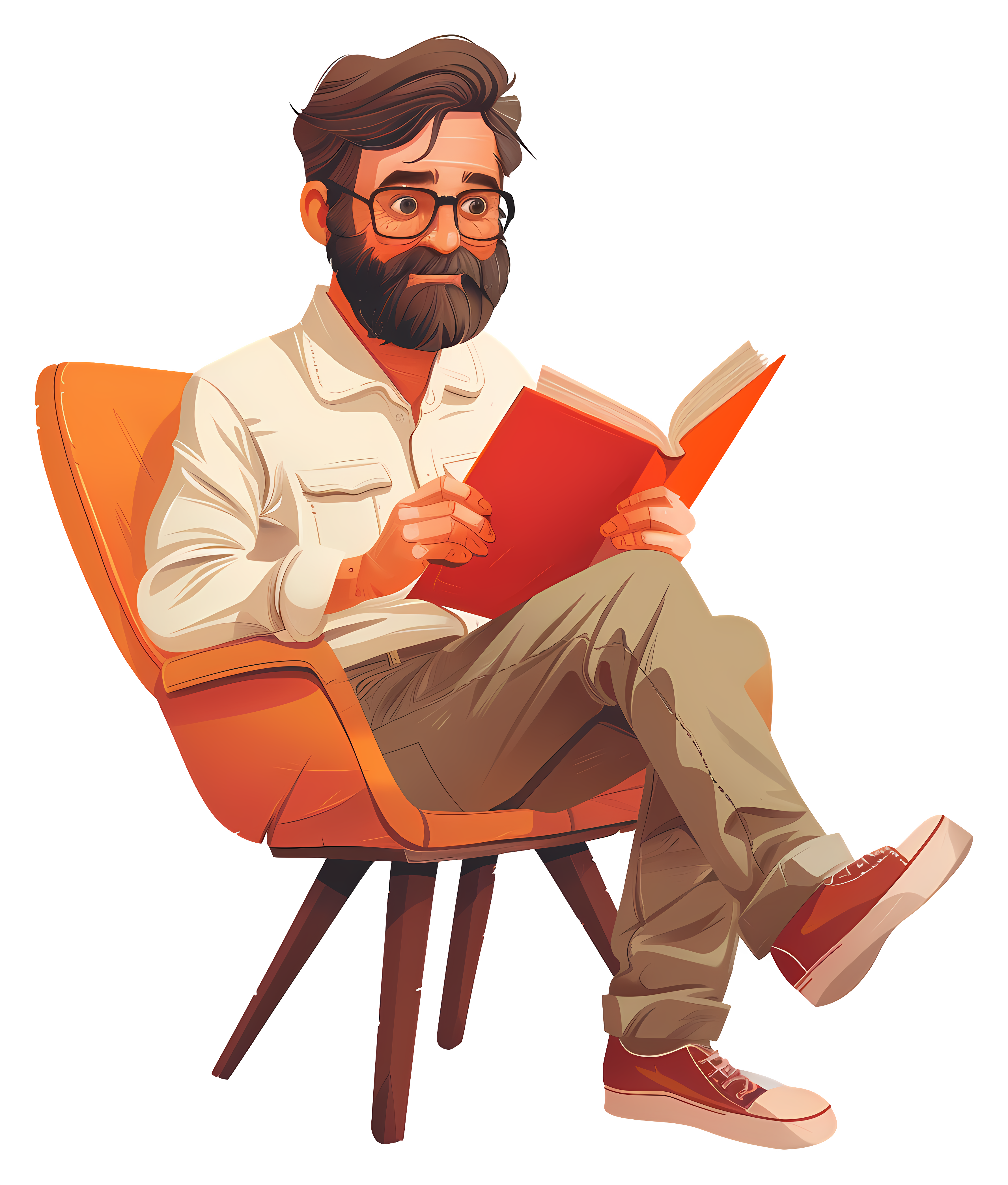 Man reading in cozy armchair with book Clipart