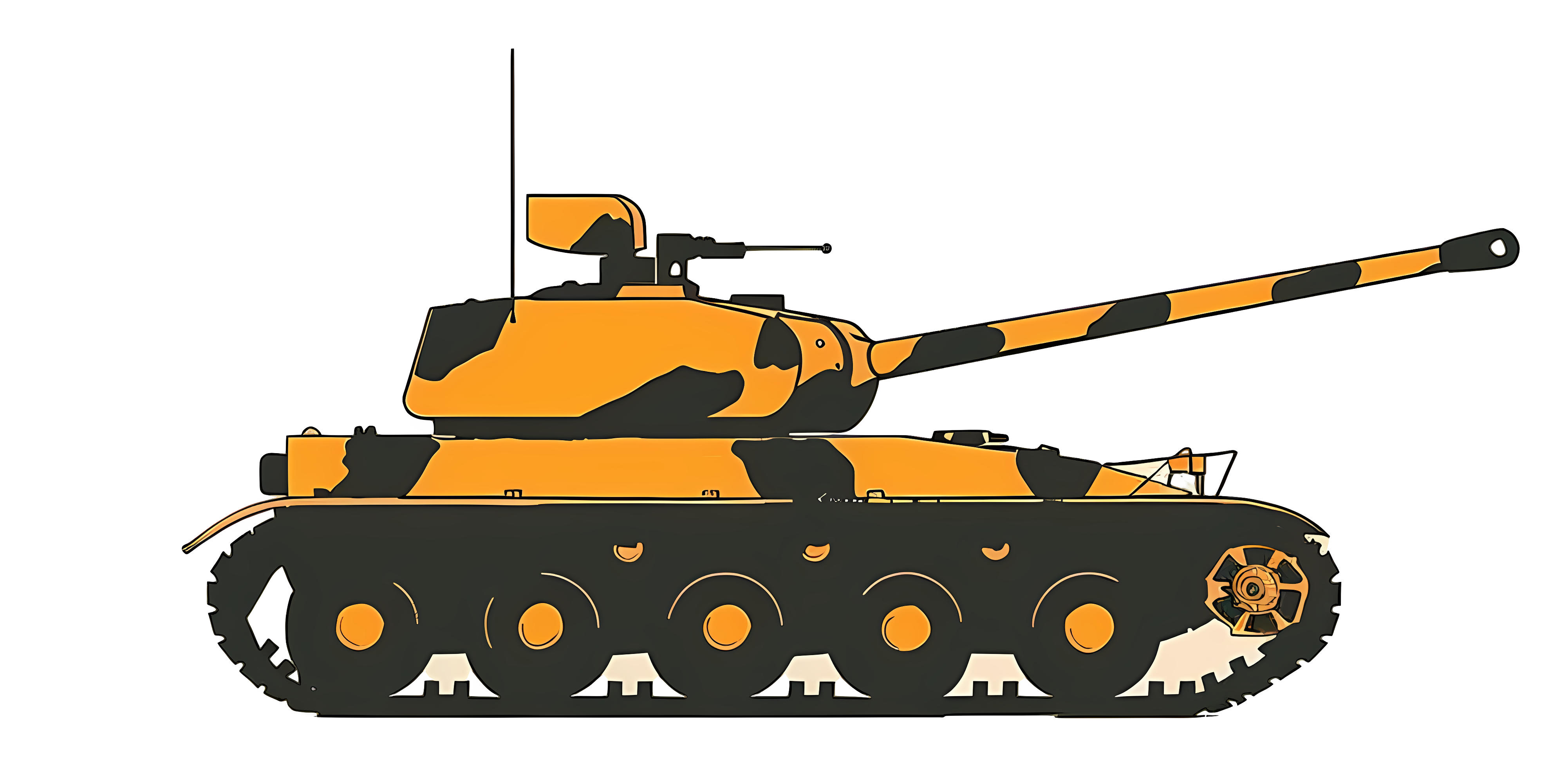 Orange and black camo tank in field Clipart