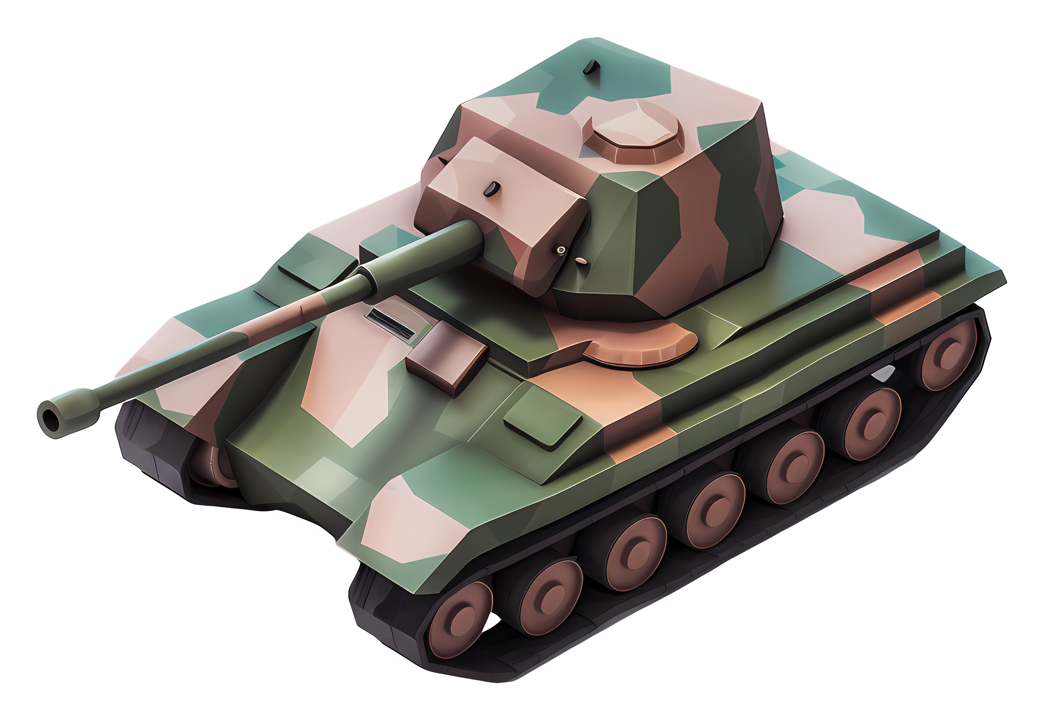 Small green camo tank with gun turret Clipart