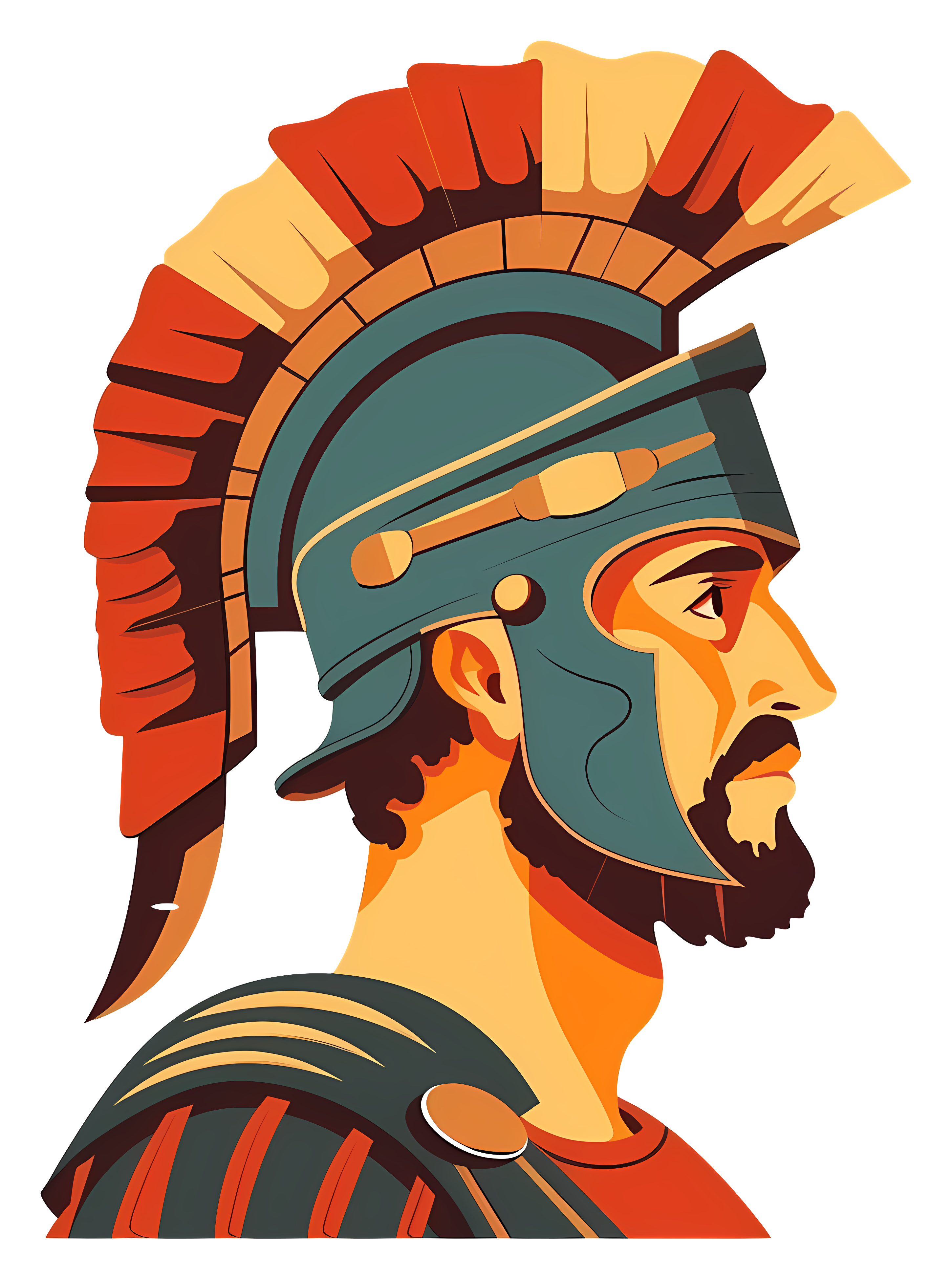 Man in Roman helmet with plumed feathers Clipart