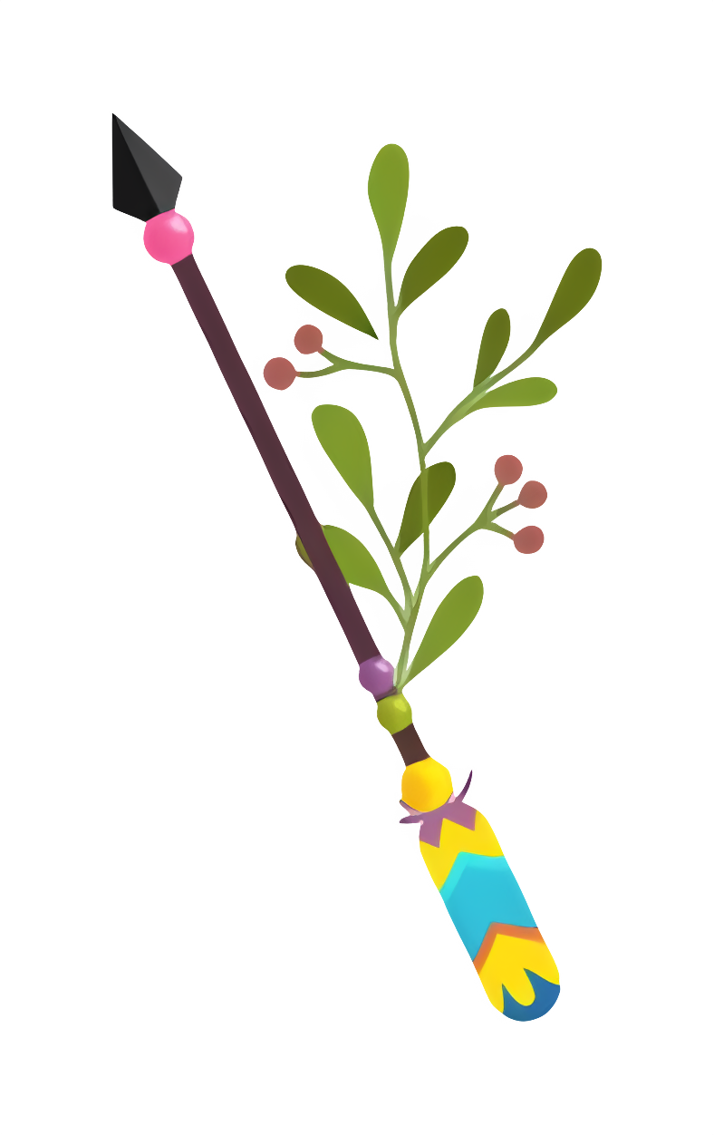 Plant with red berries hanging from patterned stick Clipart