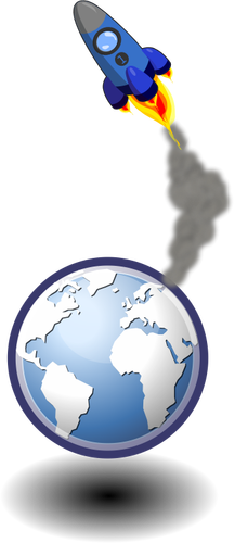 Of Rocket In Space Over Earth Clipart