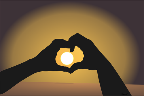 Of A Heart Shape In The Sunset Clipart