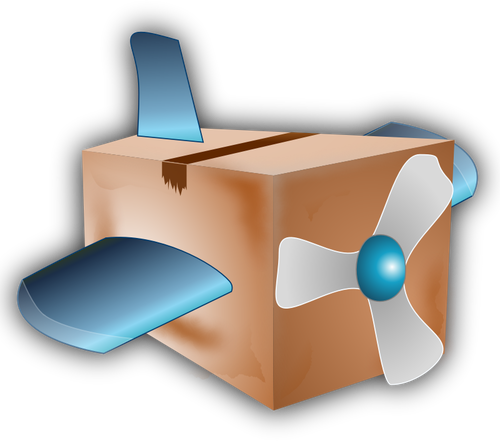 Of Carton Box Propeller Plane Clipart