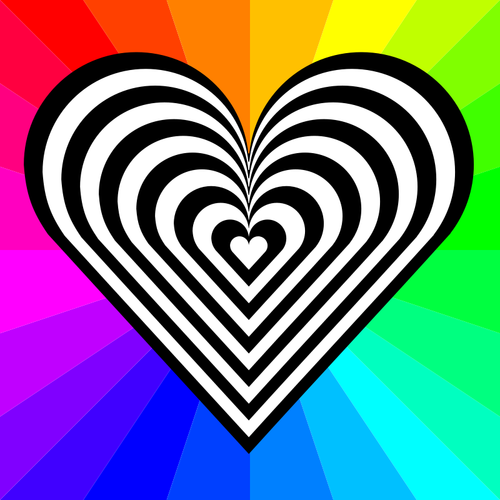 Of A Patterned Heart With Rainbow Background Clipart