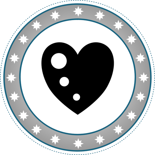 Grayscale Heart Badge Clipart
