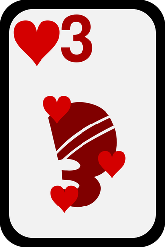 Three Of Hearts Funky Playing Card Clipart