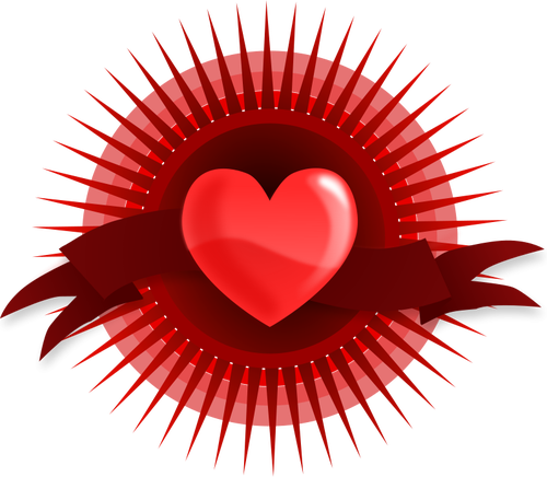 Heart With Rays And Banner Clipart