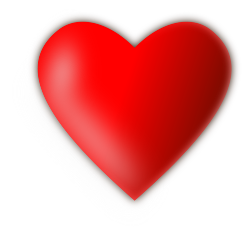 Simple Red Color Drawing Of A Glossy Love Heart Clipart
