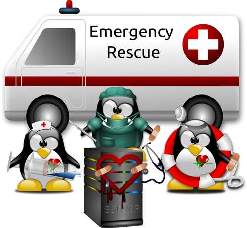 Linux Tux Fixing A Heartbleed Bug Clipart