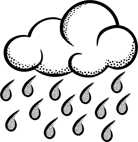 Of Think Line Art Rainy Cloud Clipart